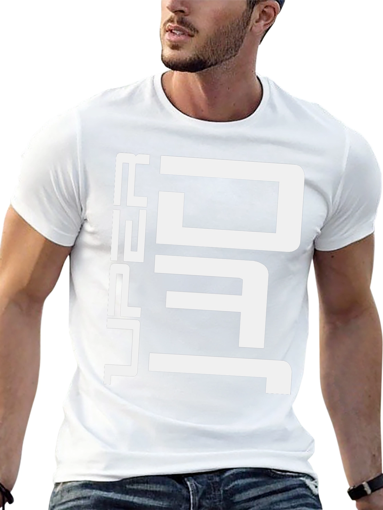 Trendy URO White Print Black T-Shirt