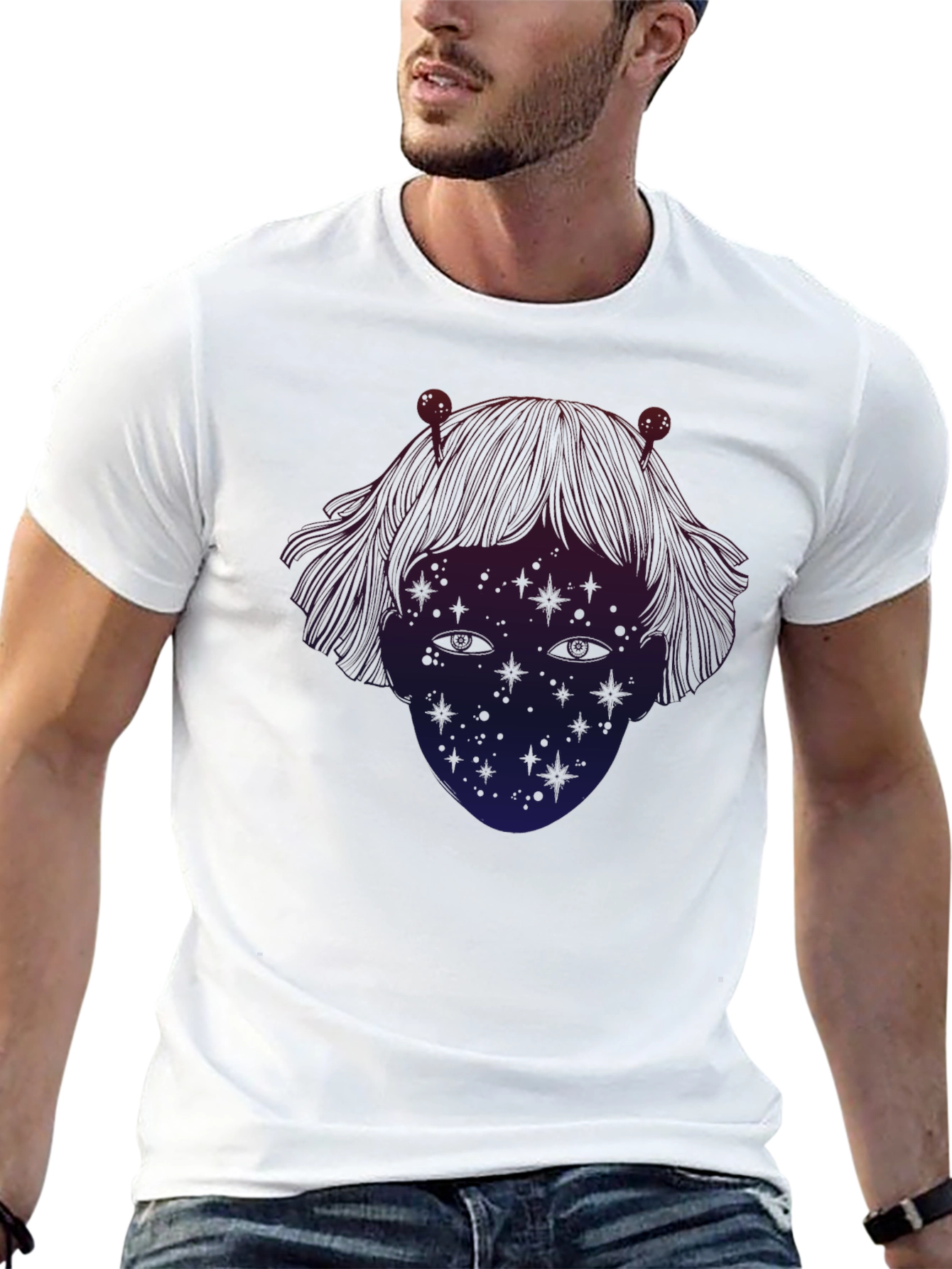 Cosmic Girl T-Shirt - Black - Unique Starry Design