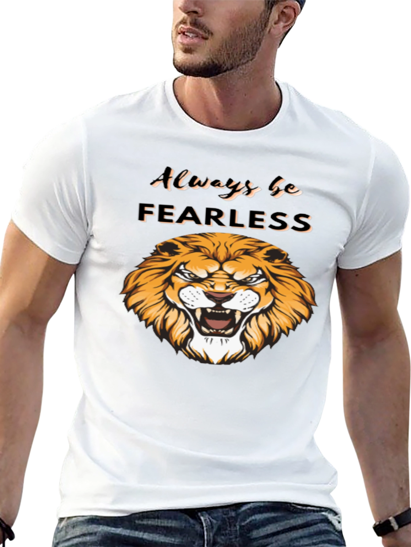 Always Be Fearless Lion Graphic Black T-Shirt