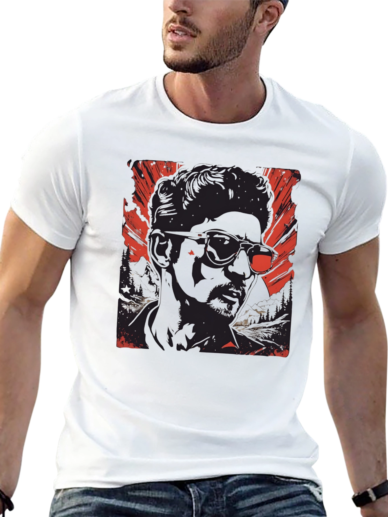 Red & Black Graphic Print T-Shirt
