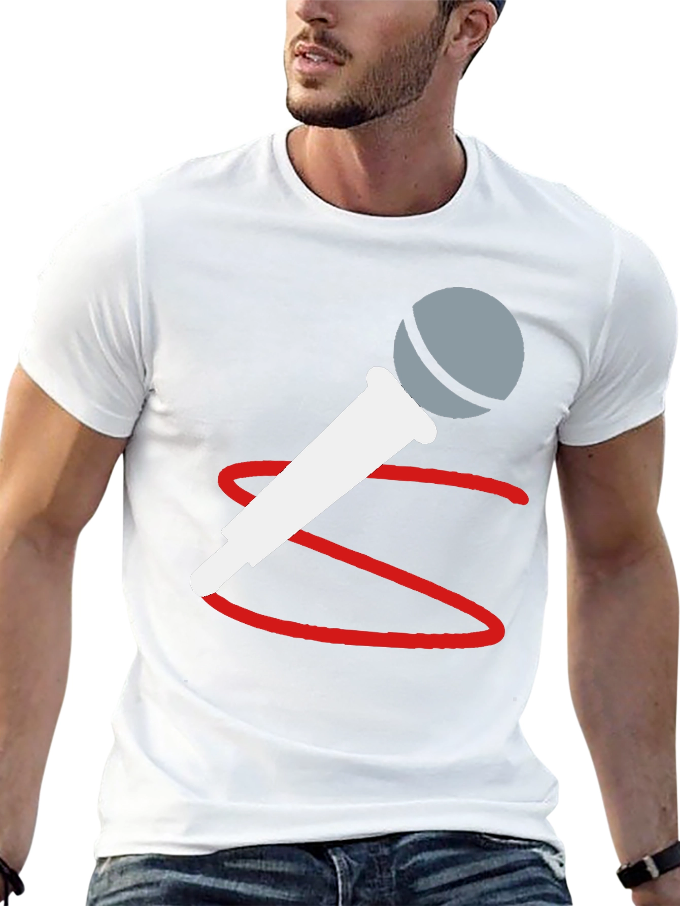 Microphone Graphic Tee - Black Casual T-Shirt