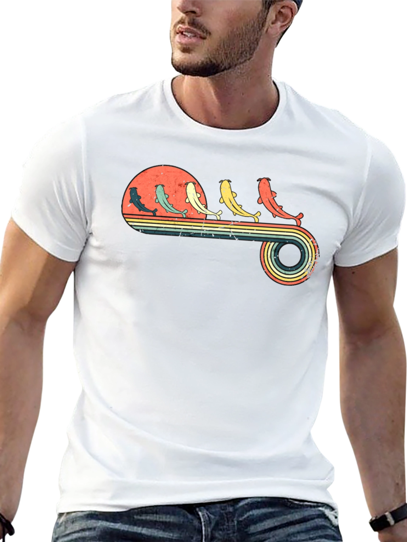 Retro Catfish Sunset Graphic Tee