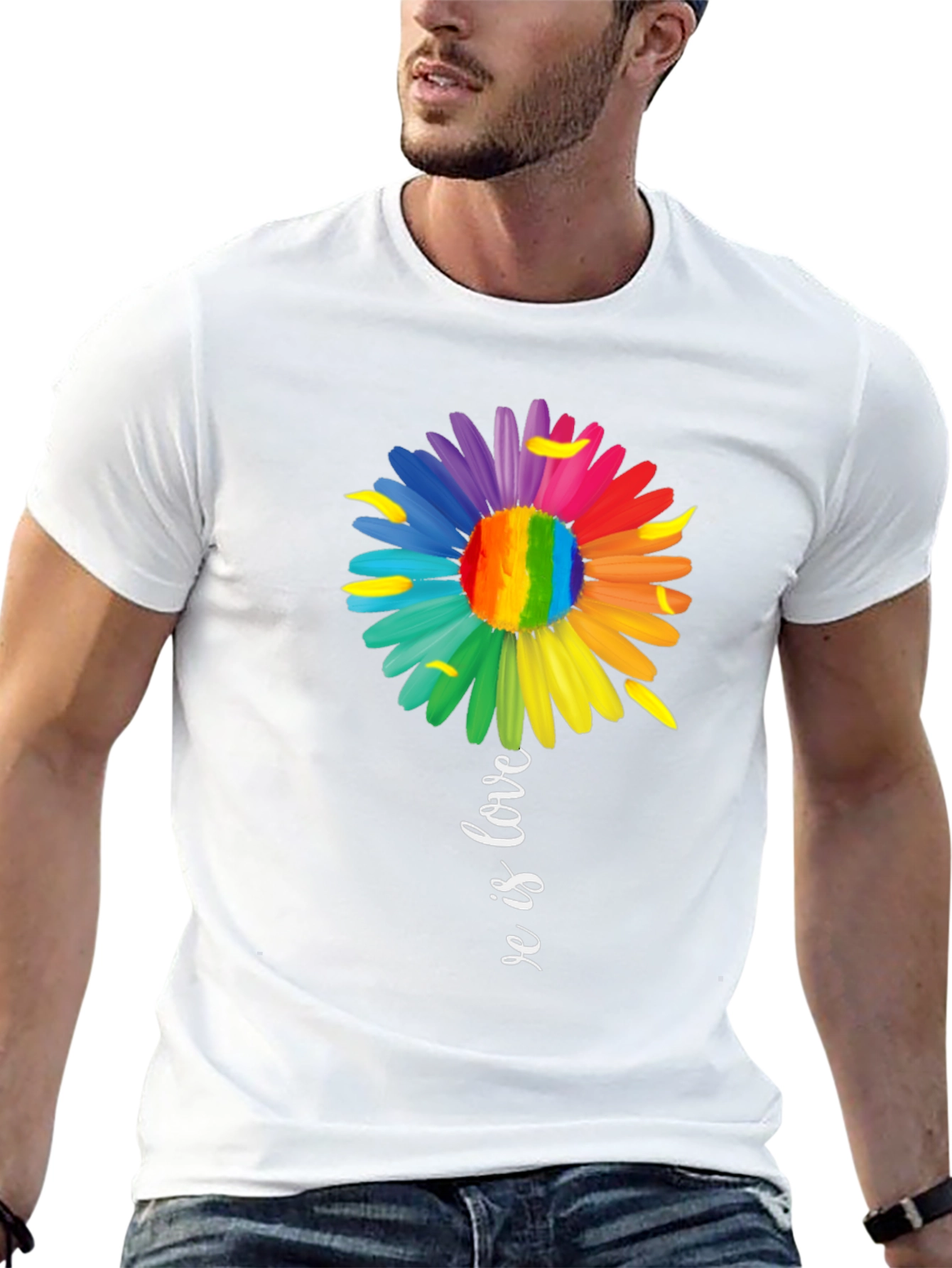 Love is Love Rainbow Flower Graphic Tee