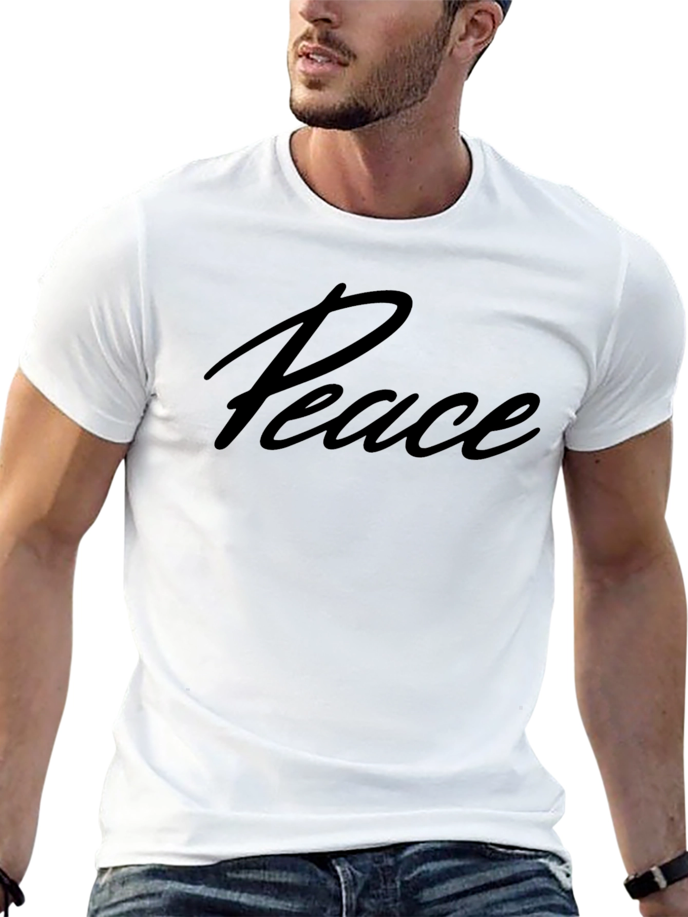 Peace Script Black T-Shirt - Relaxed Fit