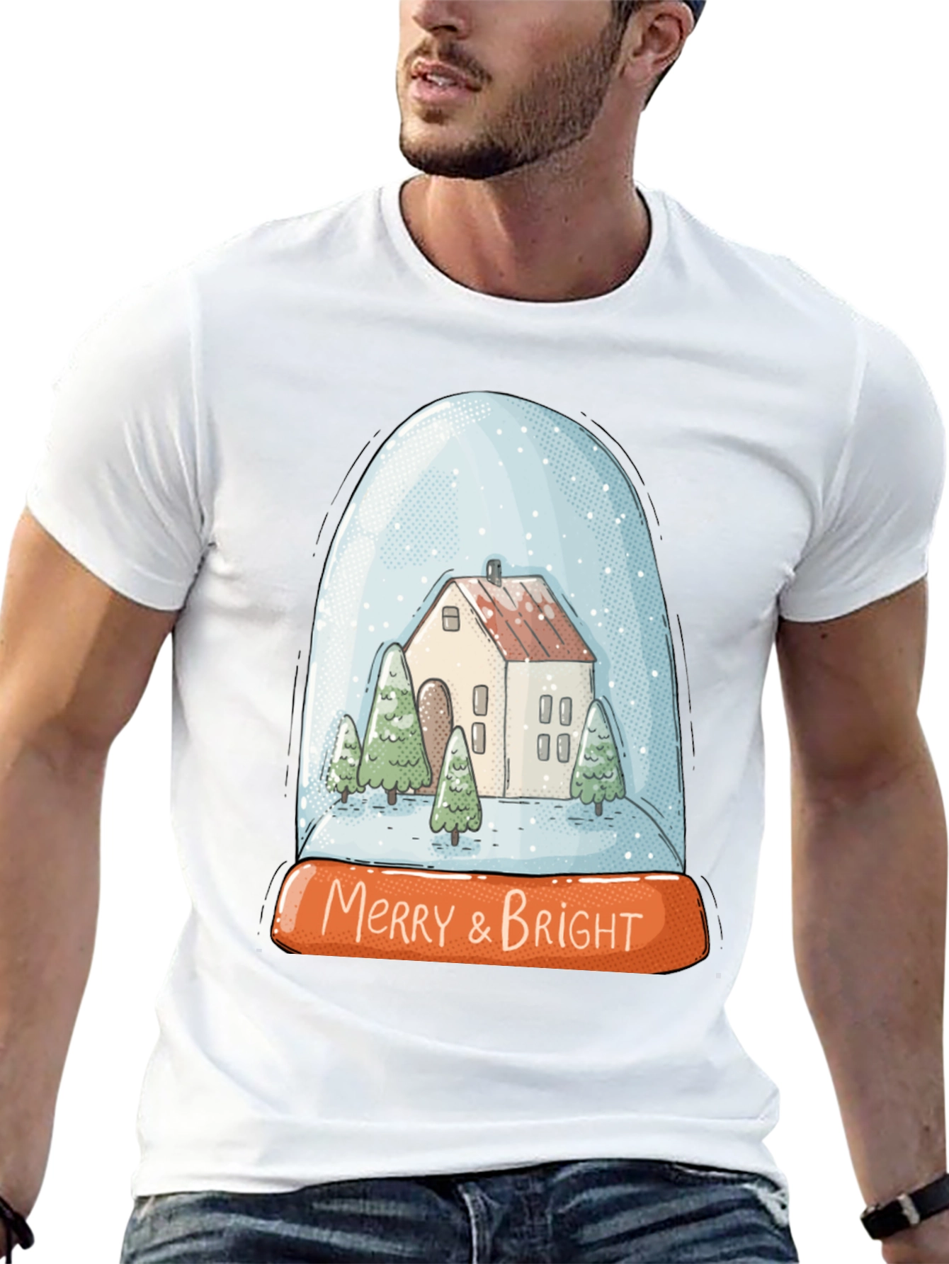 Merry & Bright Snow Globe Holiday T-Shirt