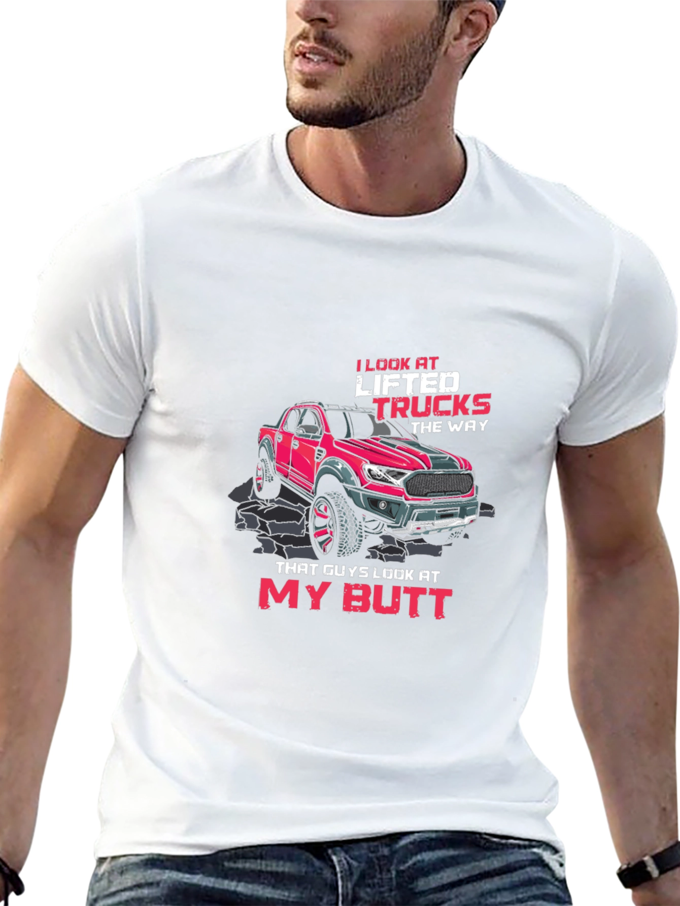 Lifted Trucks Graphic T-Shirt - Humorous Design