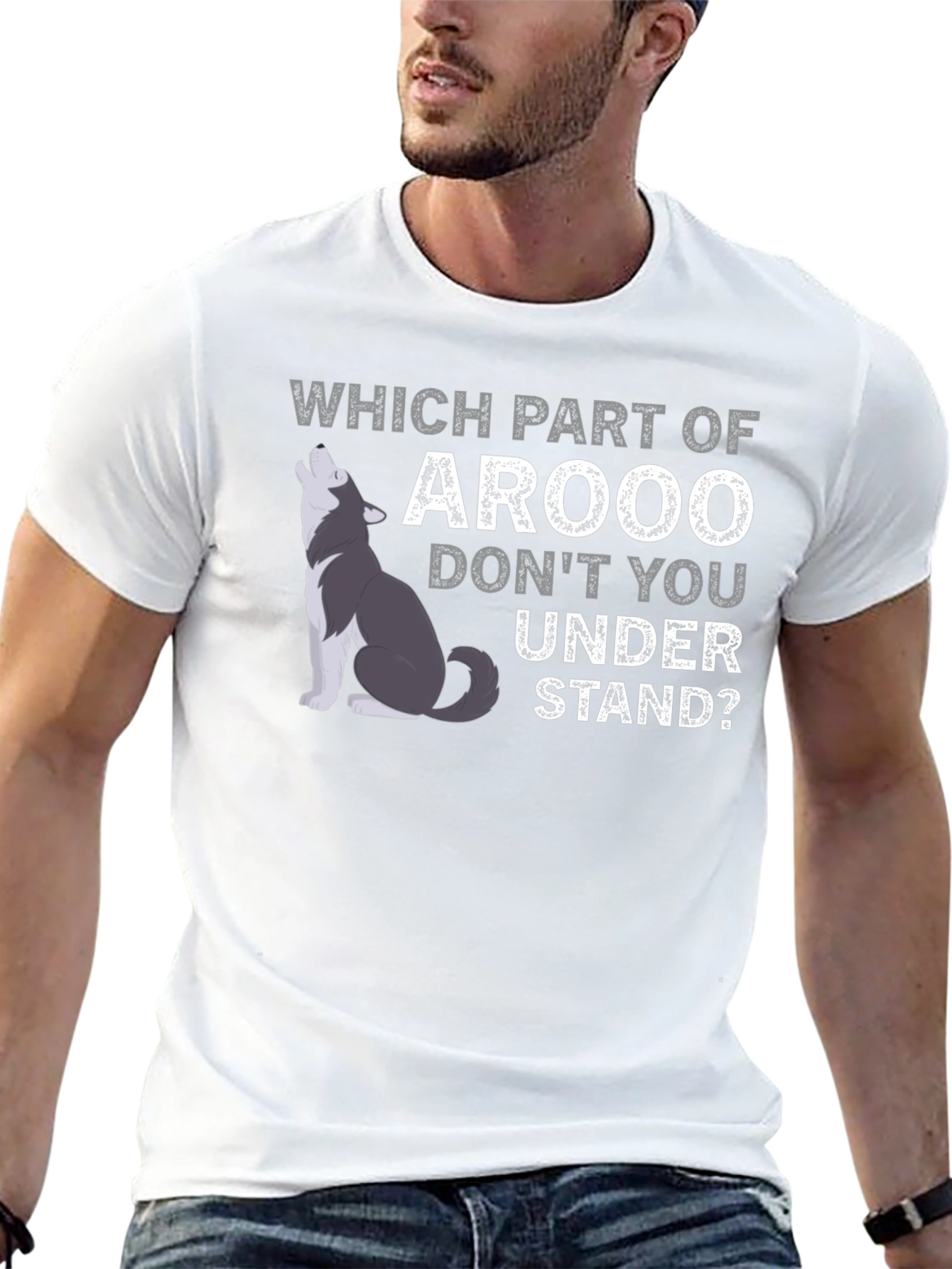 Arooo Wolf Graphic T-Shirt - Funny Animal Tee