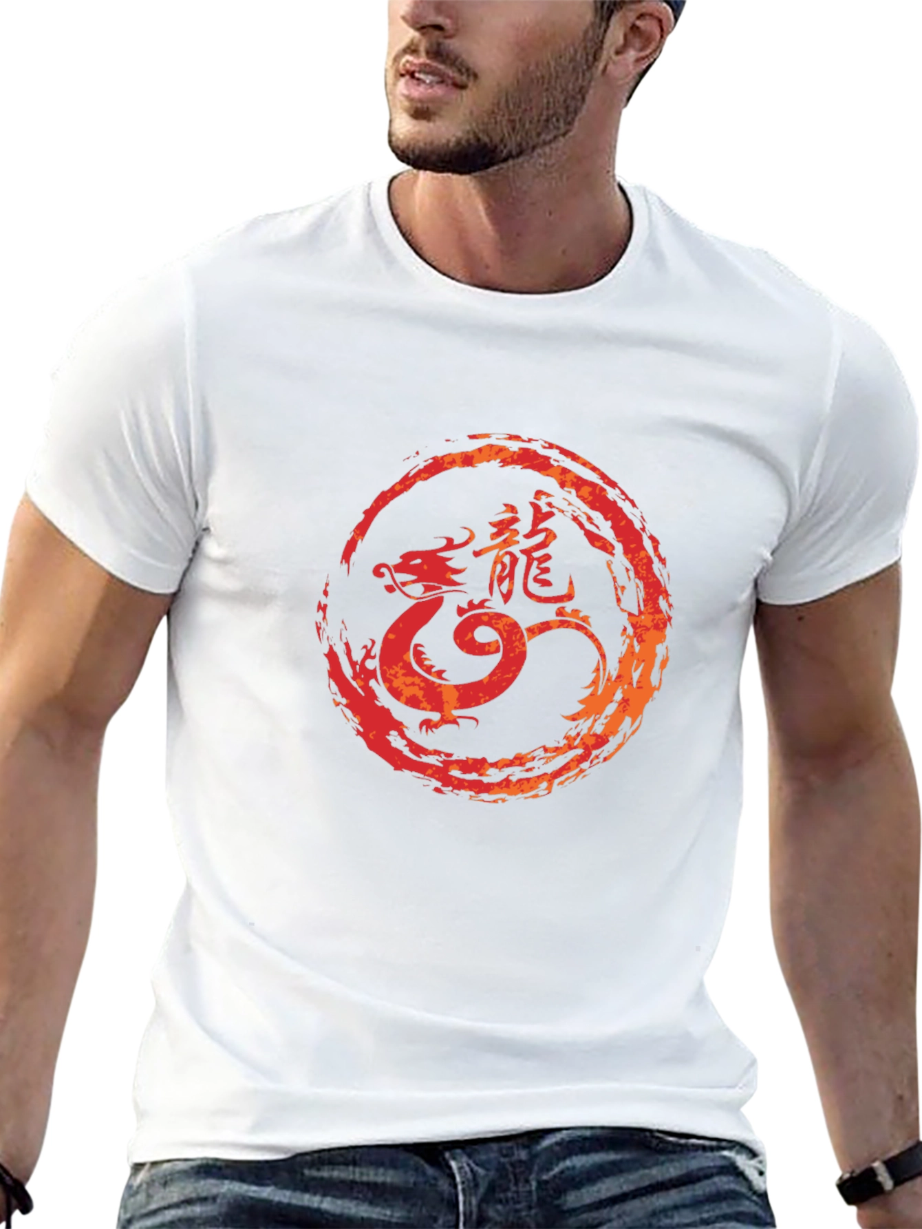 Dragon Circle Graphic Tee - Black Cotton Blend