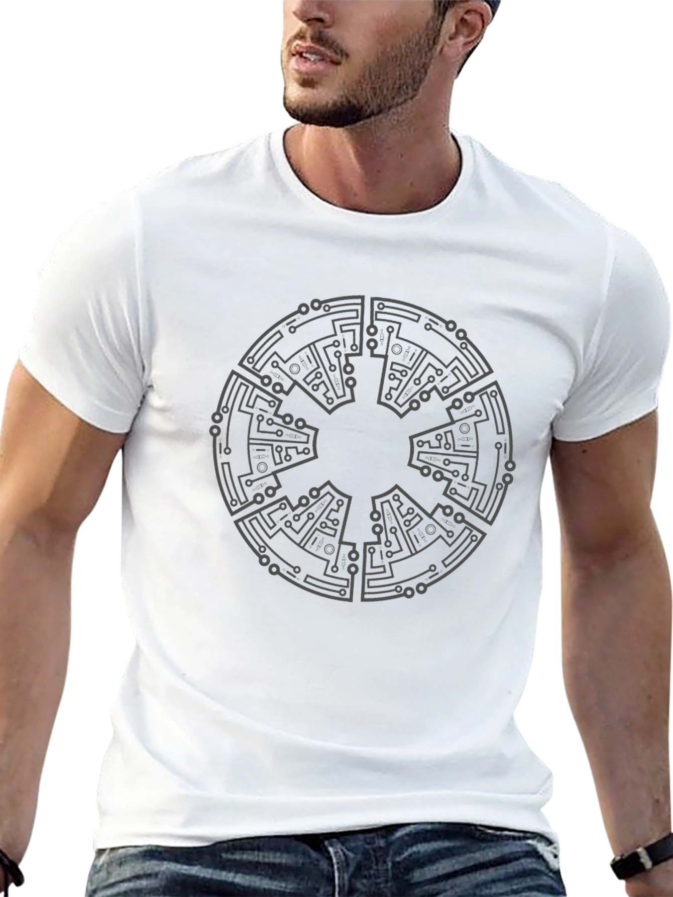 Tech Circuit Mandala Black T-Shirt