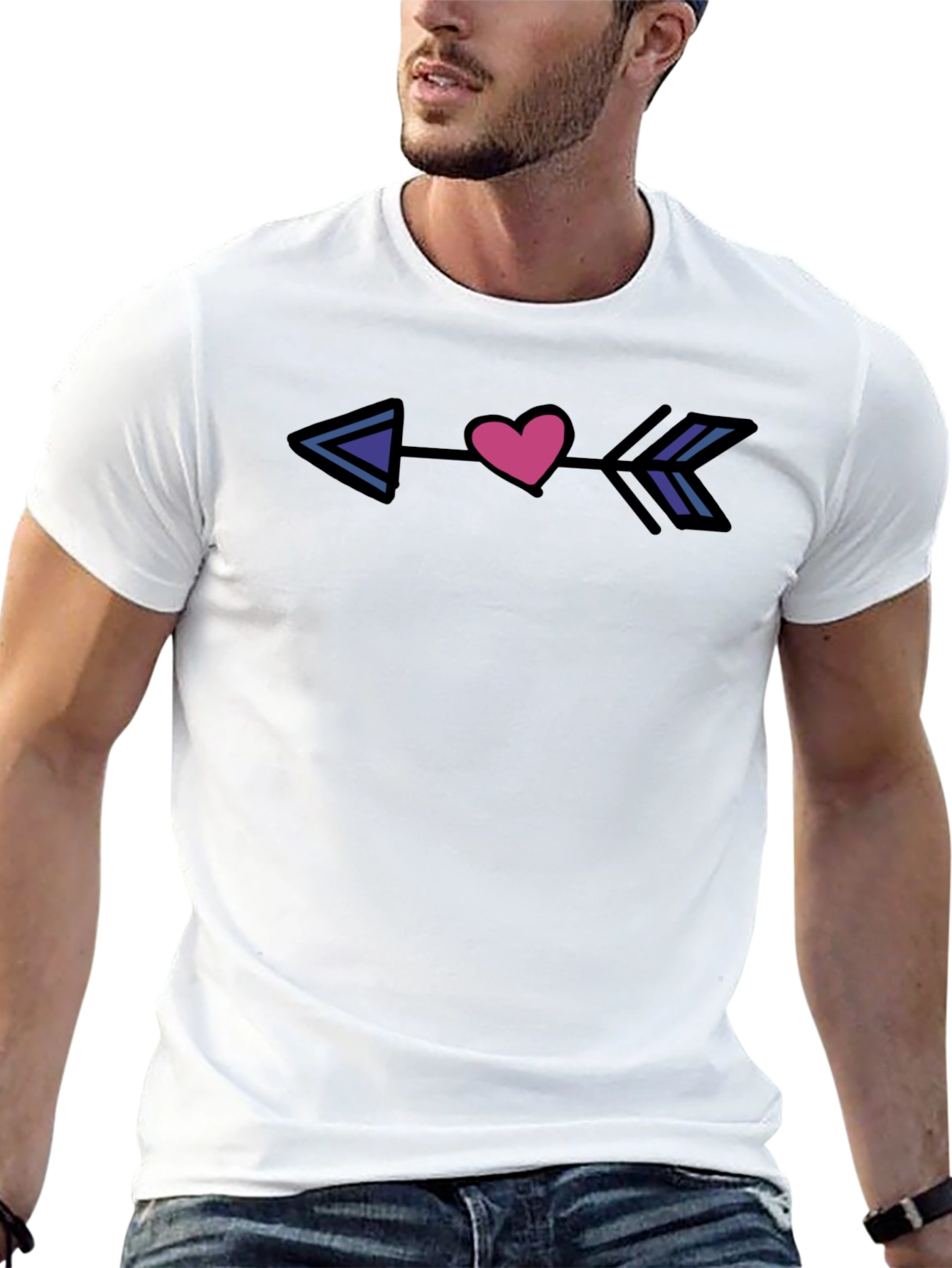 Heart Arrow Graphic Tee - Black Casual Shirt