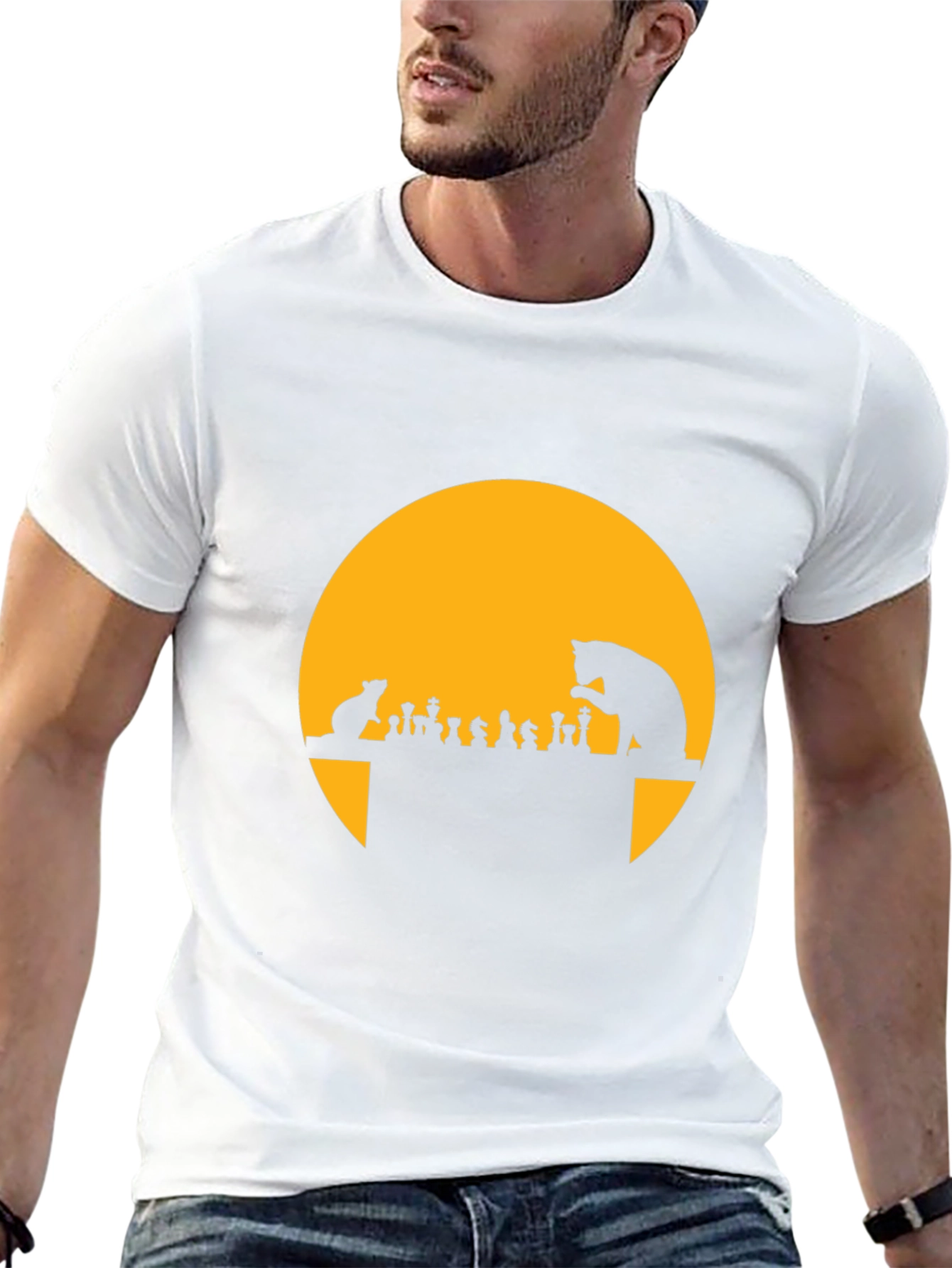 Cat & Mouse Chess T-Shirt - Funny Silhouette Tee