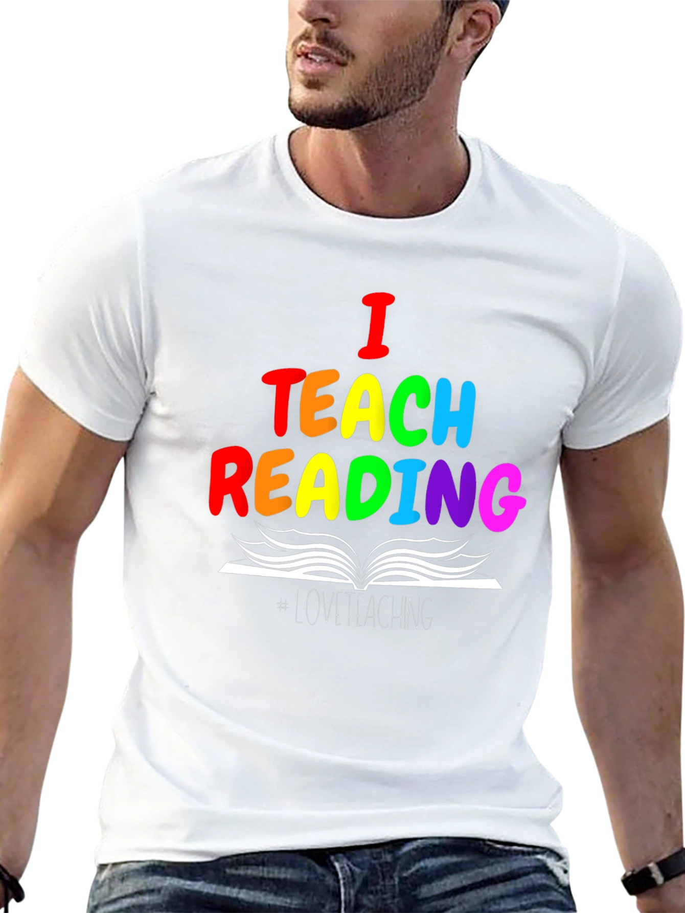 I Teach Reading T-Shirt - Rainbow Teacher Tee