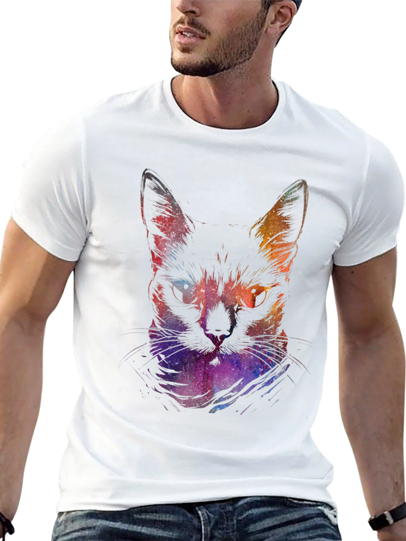 Cosmic Cat Graphic Tee - Black
