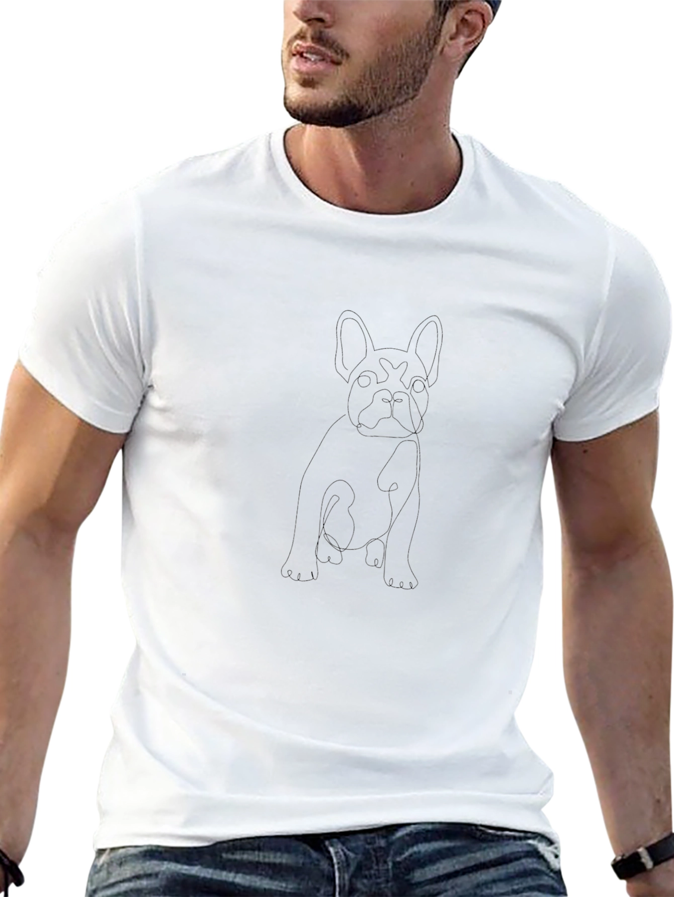 Black Dog Outline T-Shirt - Casual Wear