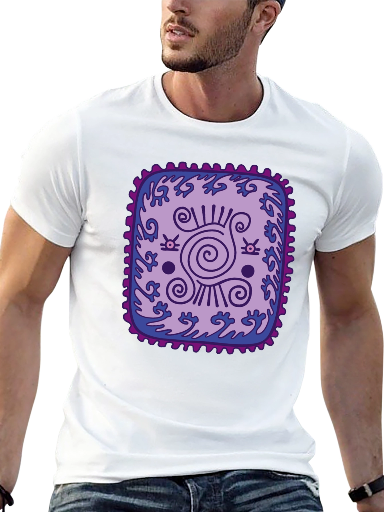 Unique Graphic Tee: Purple & Blue Pattern T-Shirt
