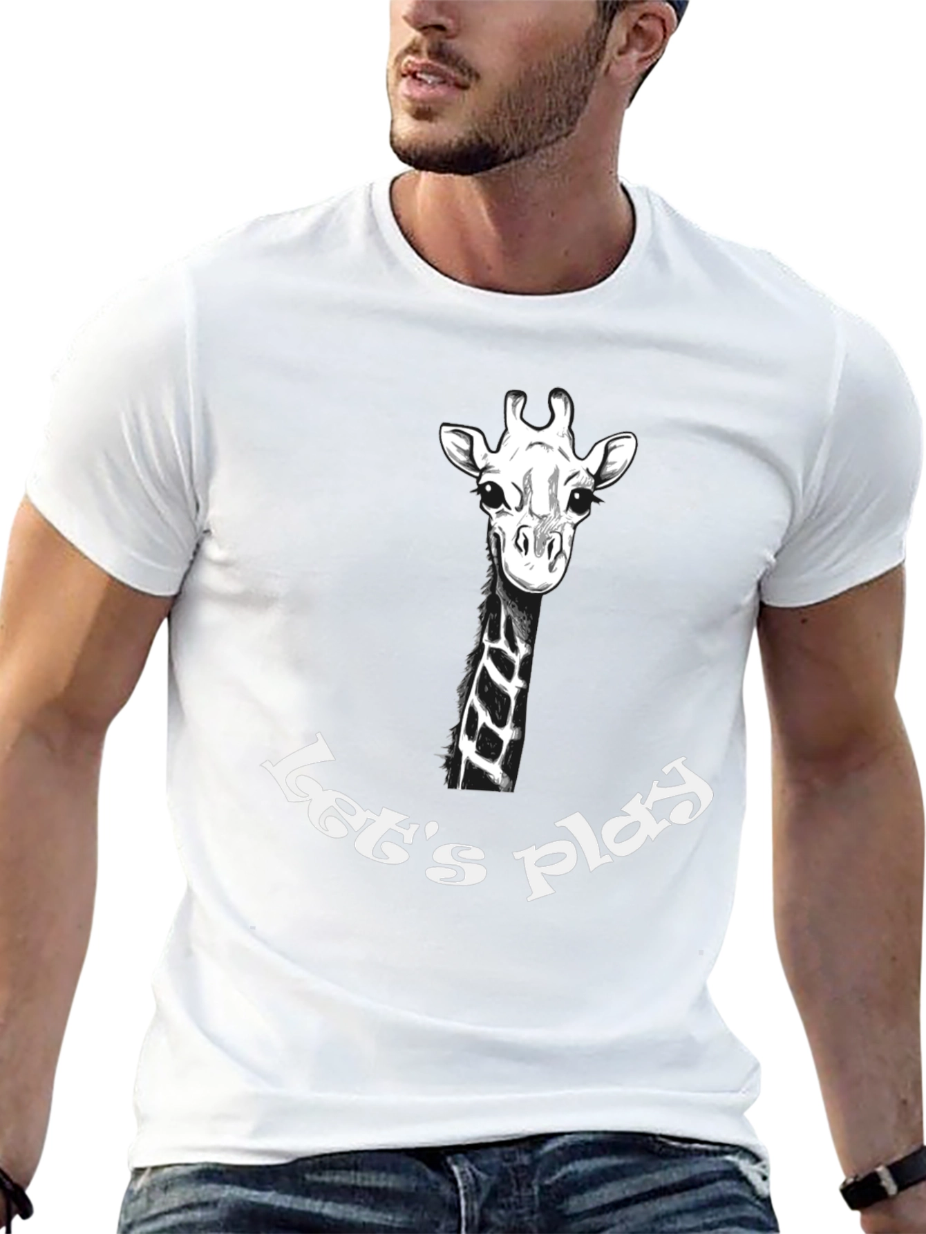 Giraffe Lets Play Graphic T-Shirt