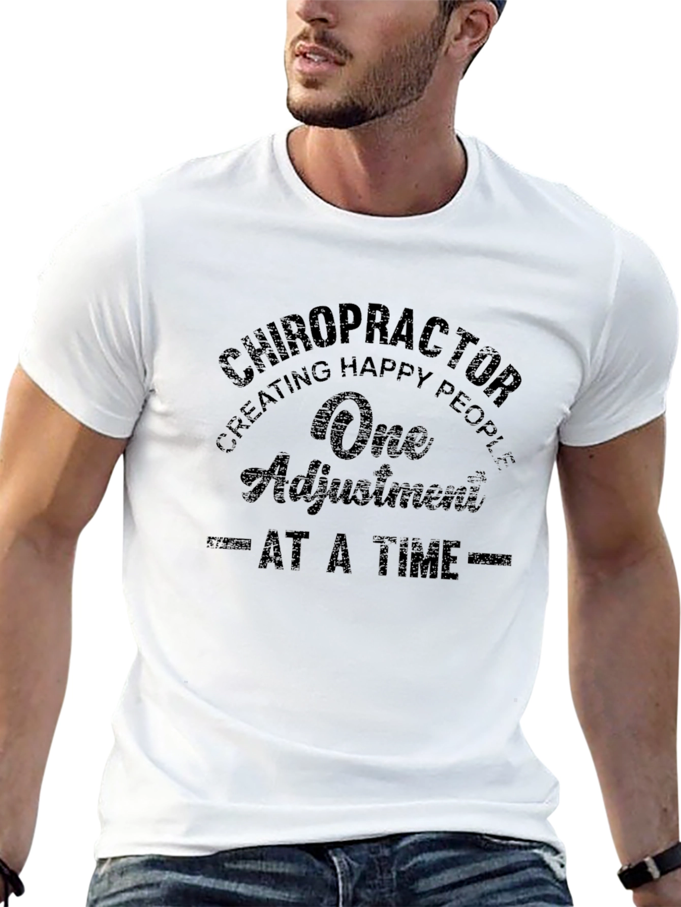 Chiropractor One Adjustment at a Time Black T-Shirt