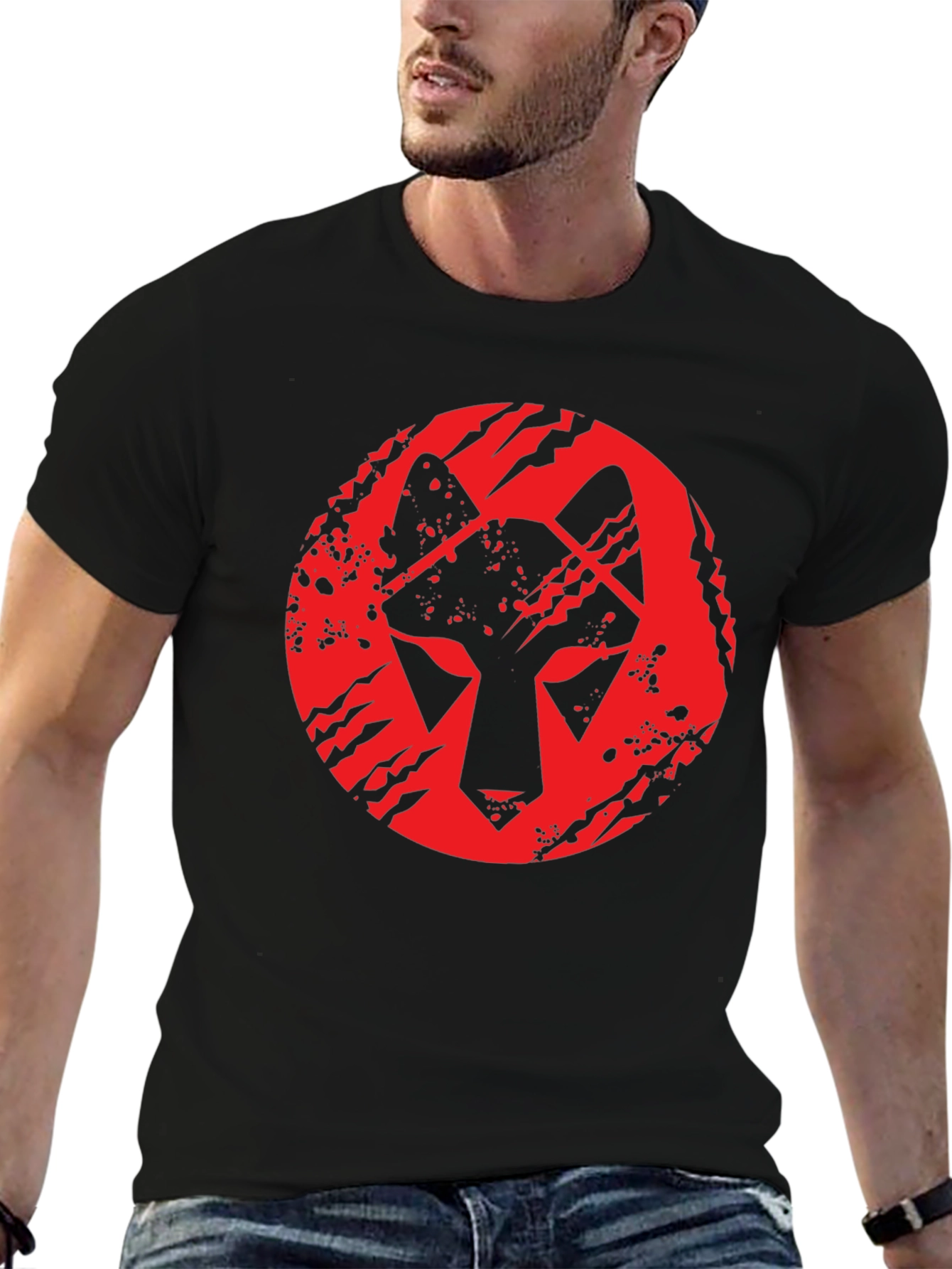 Wolf Graphic Tee - Red on Black