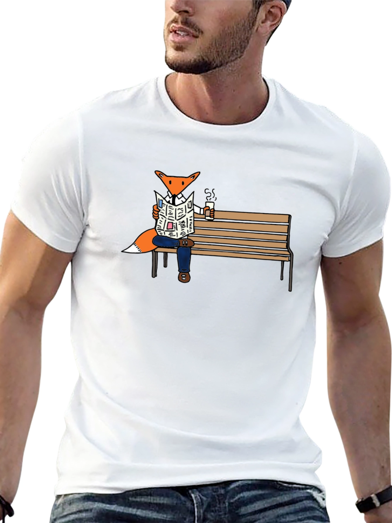 Fox Reading Newspaper Graphic T-Shirt