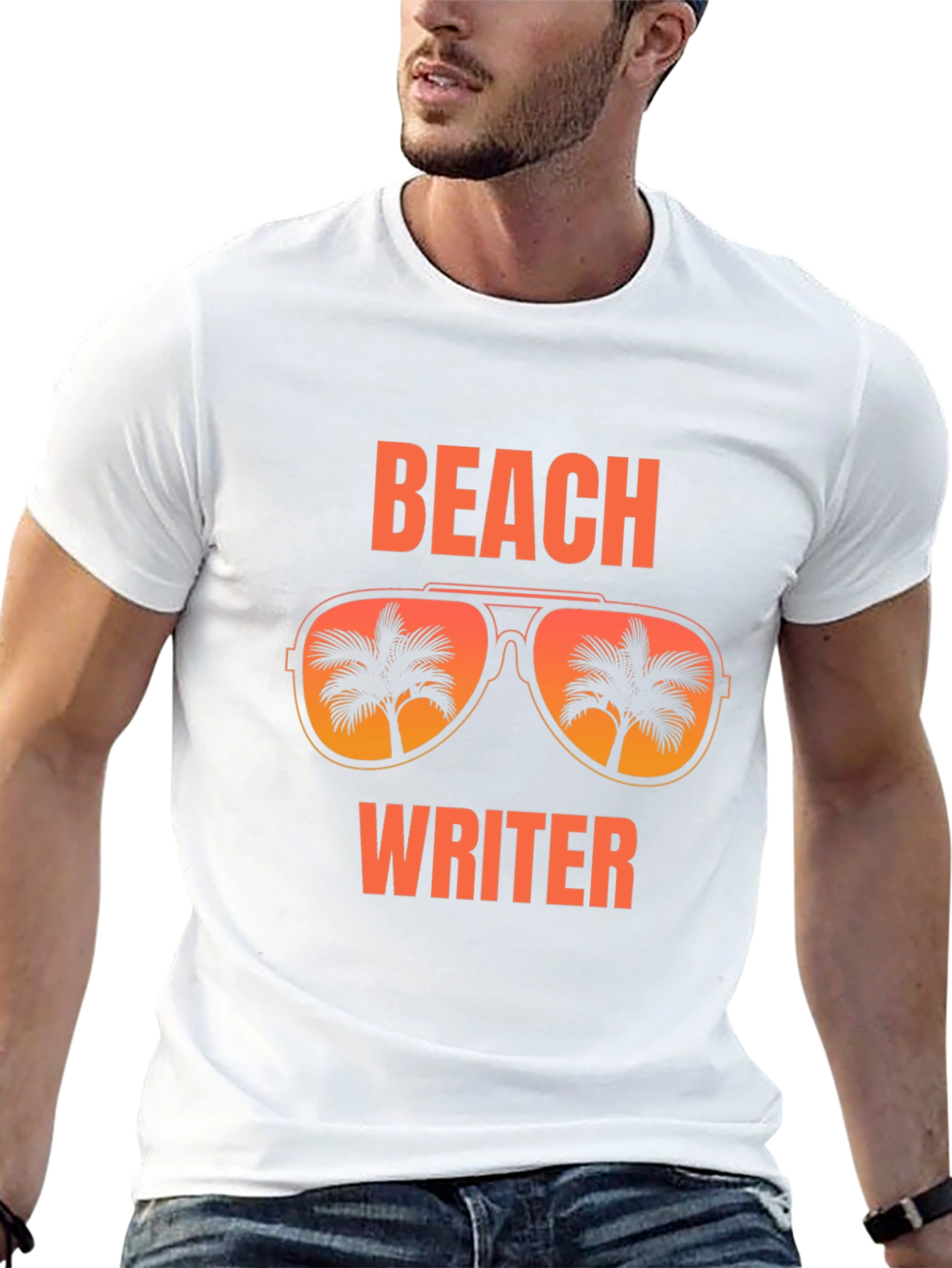 Beach Writer T-Shirt Palm Tree Sunglasses Vacation Tee