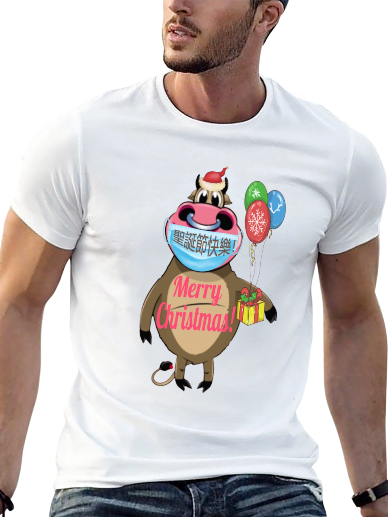 Festive Cow Christmas T-Shirt
