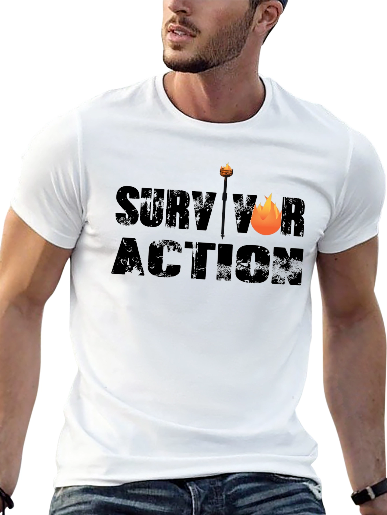 Survivor Action Graphic Tee - Black