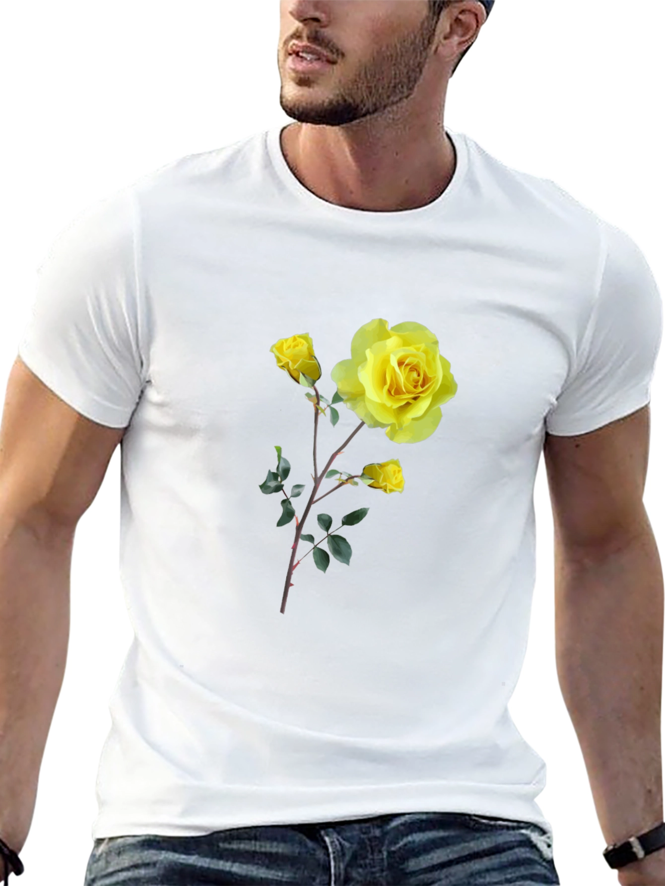 Yellow Rose Graphic Tee - Black