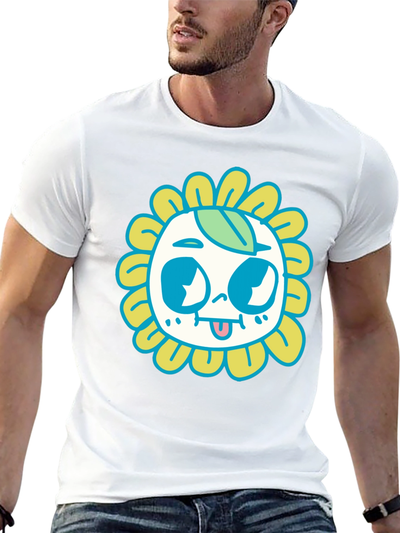 Funky Sunflower Graphic Tee - Quirky Black T-Shirt