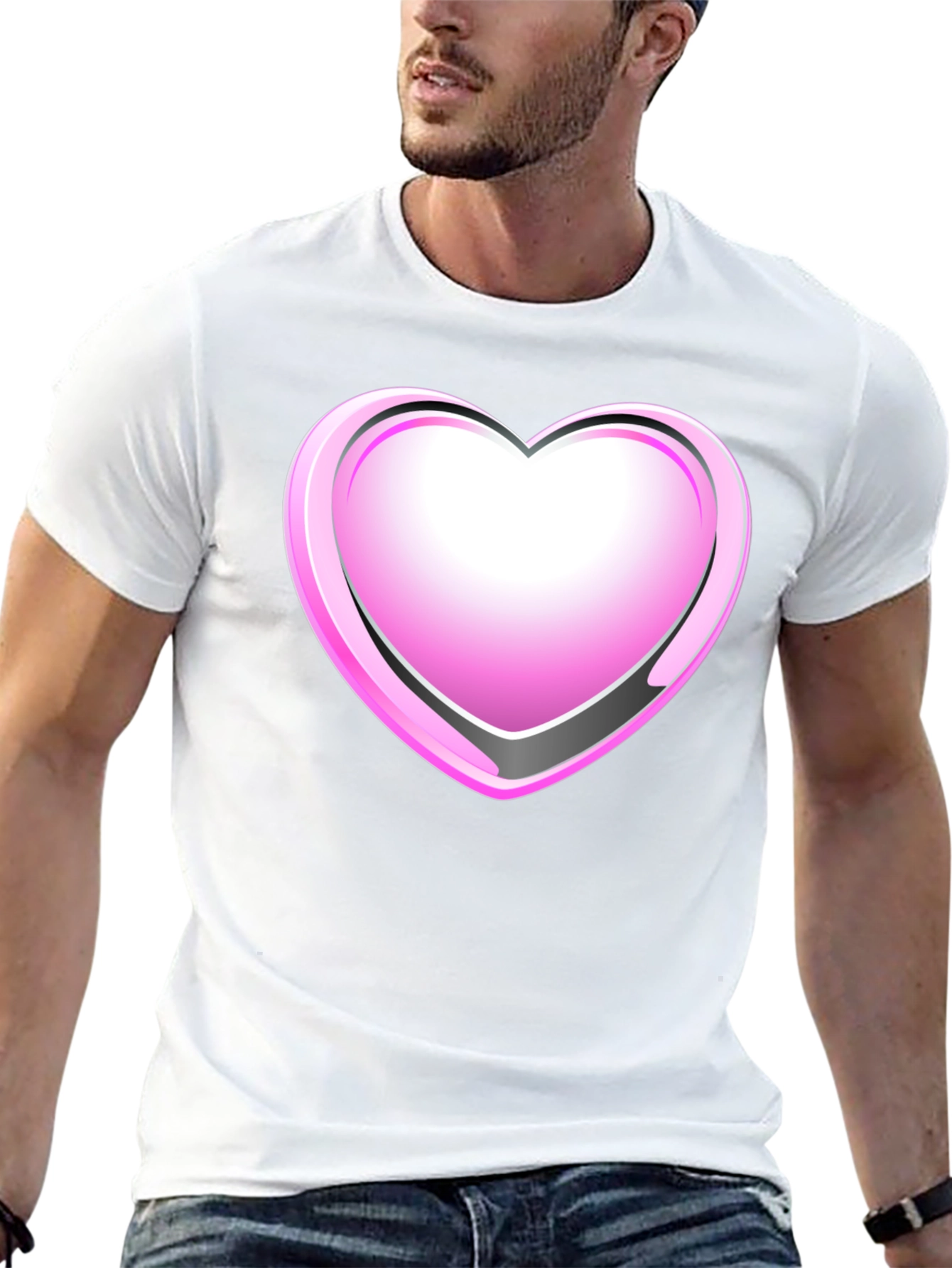 Black T-Shirt with Pink Heart