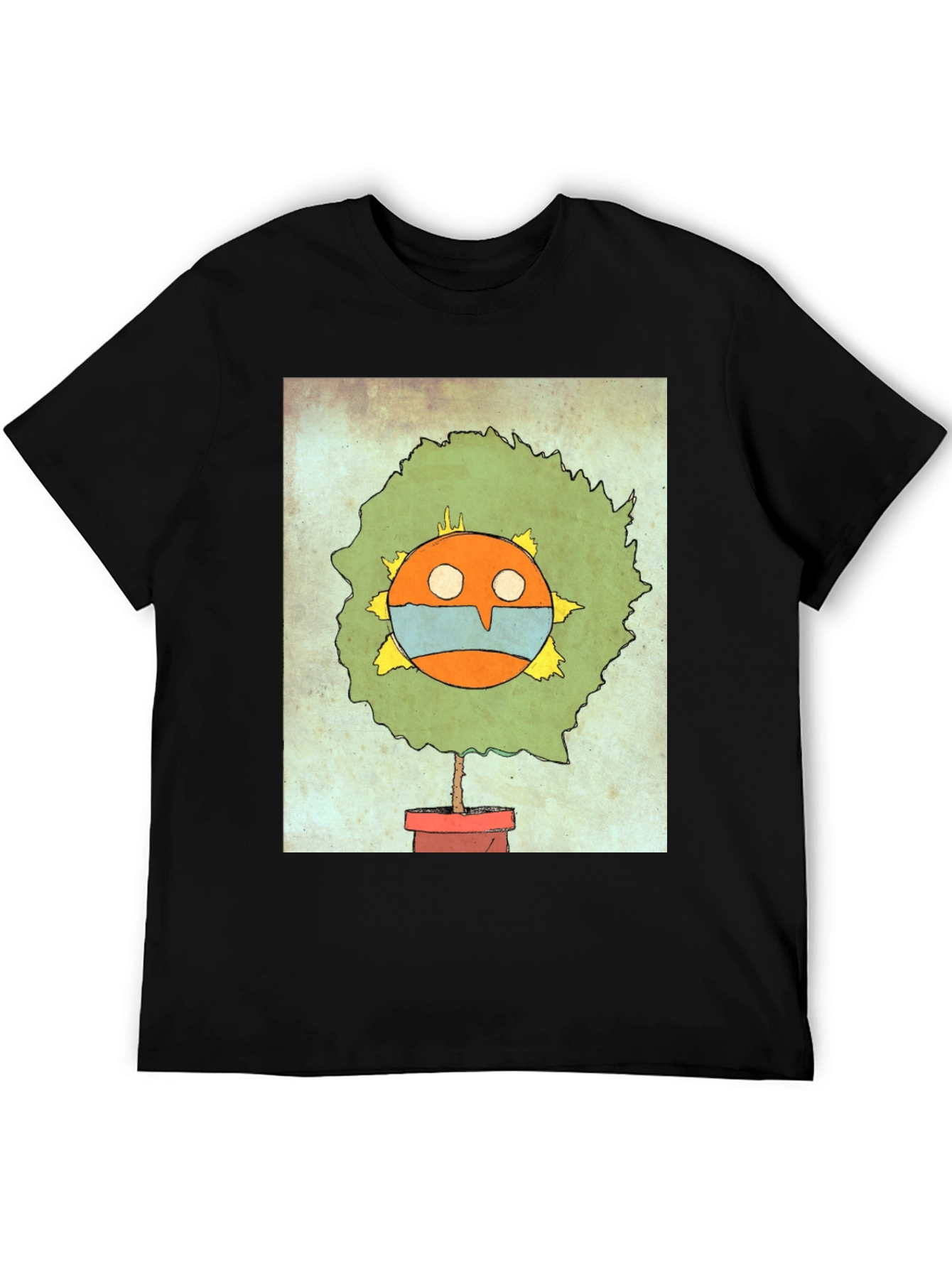 Abstract Graphic Print T-Shirt - Unique Plant Design