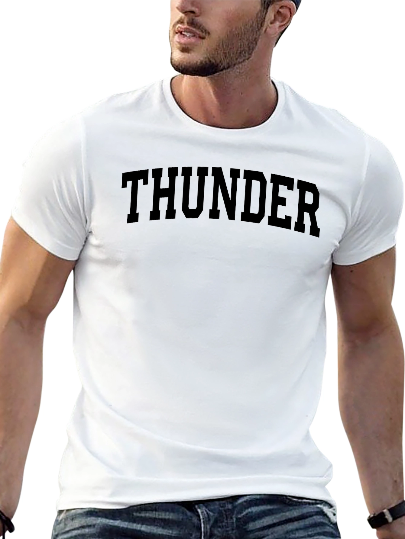 Mens Black THUNDER Graphic Print T-Shirt
