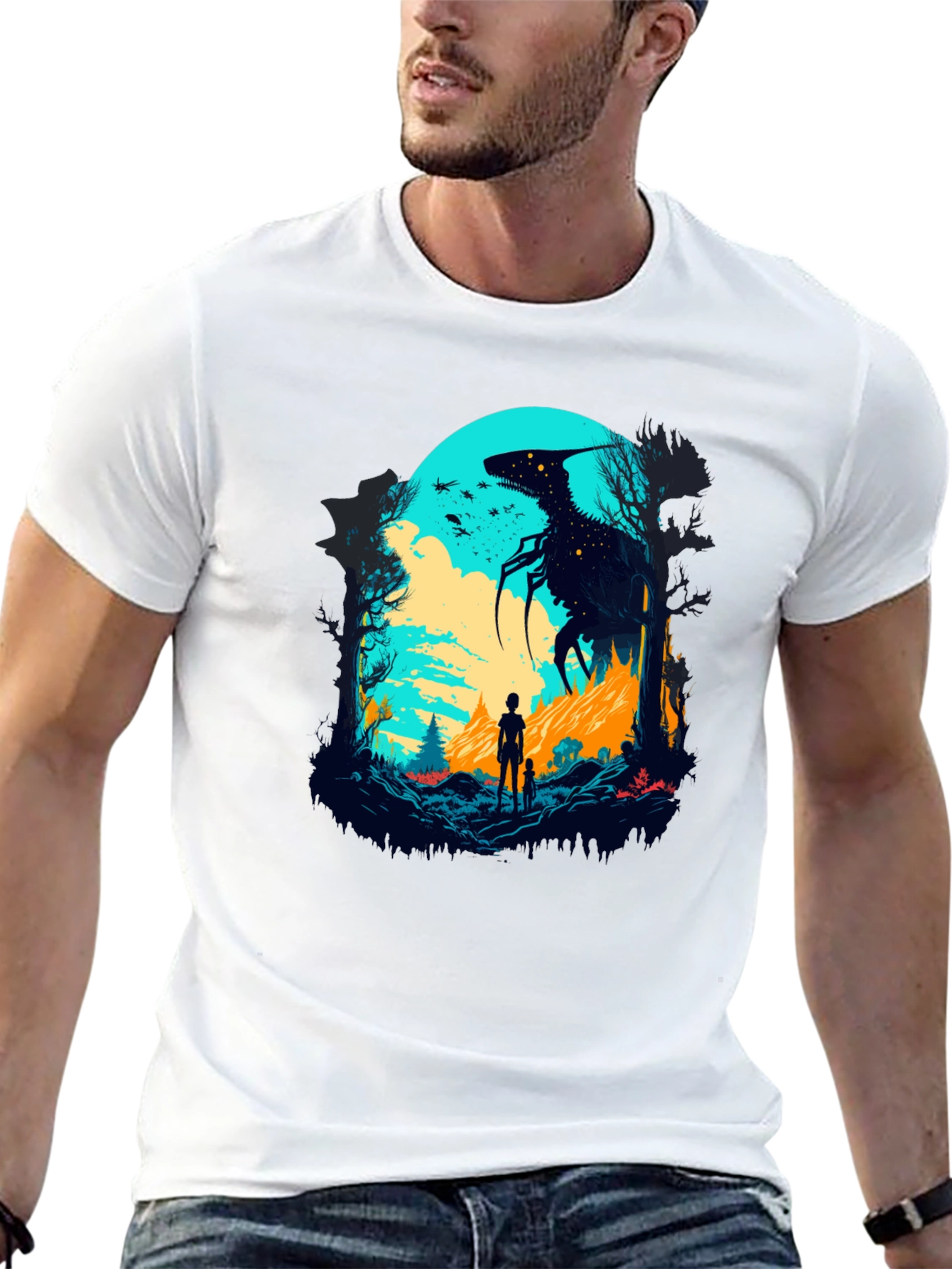 Monster Silhouette Graphic Tee - Black