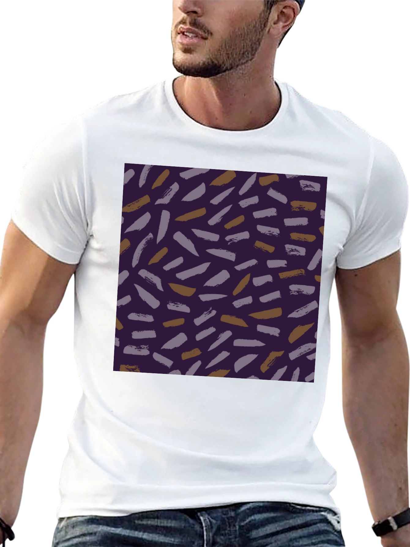Brushstroke Pattern Black Tee