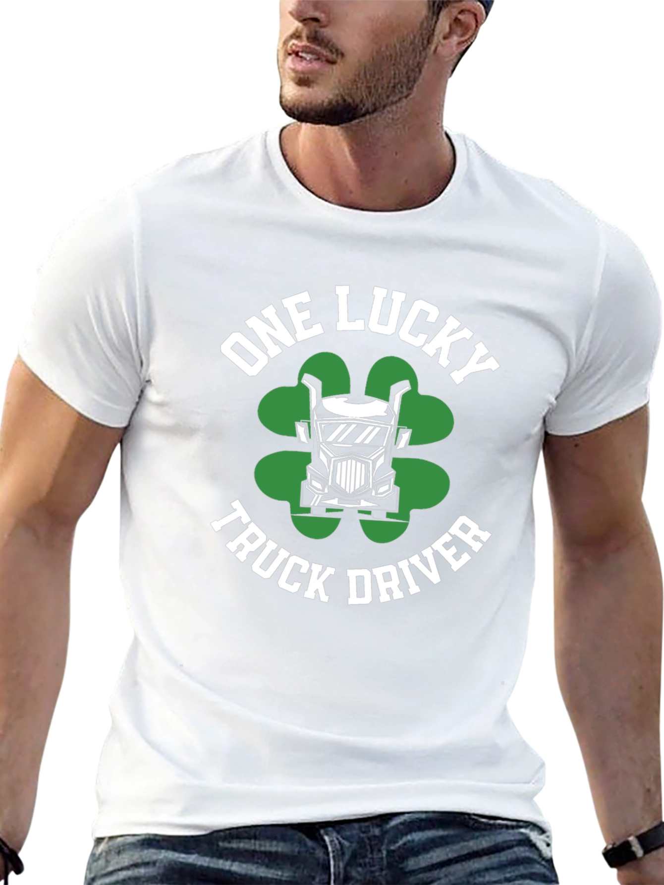 Lucky Truck Driver Black Graphic T-Shirt