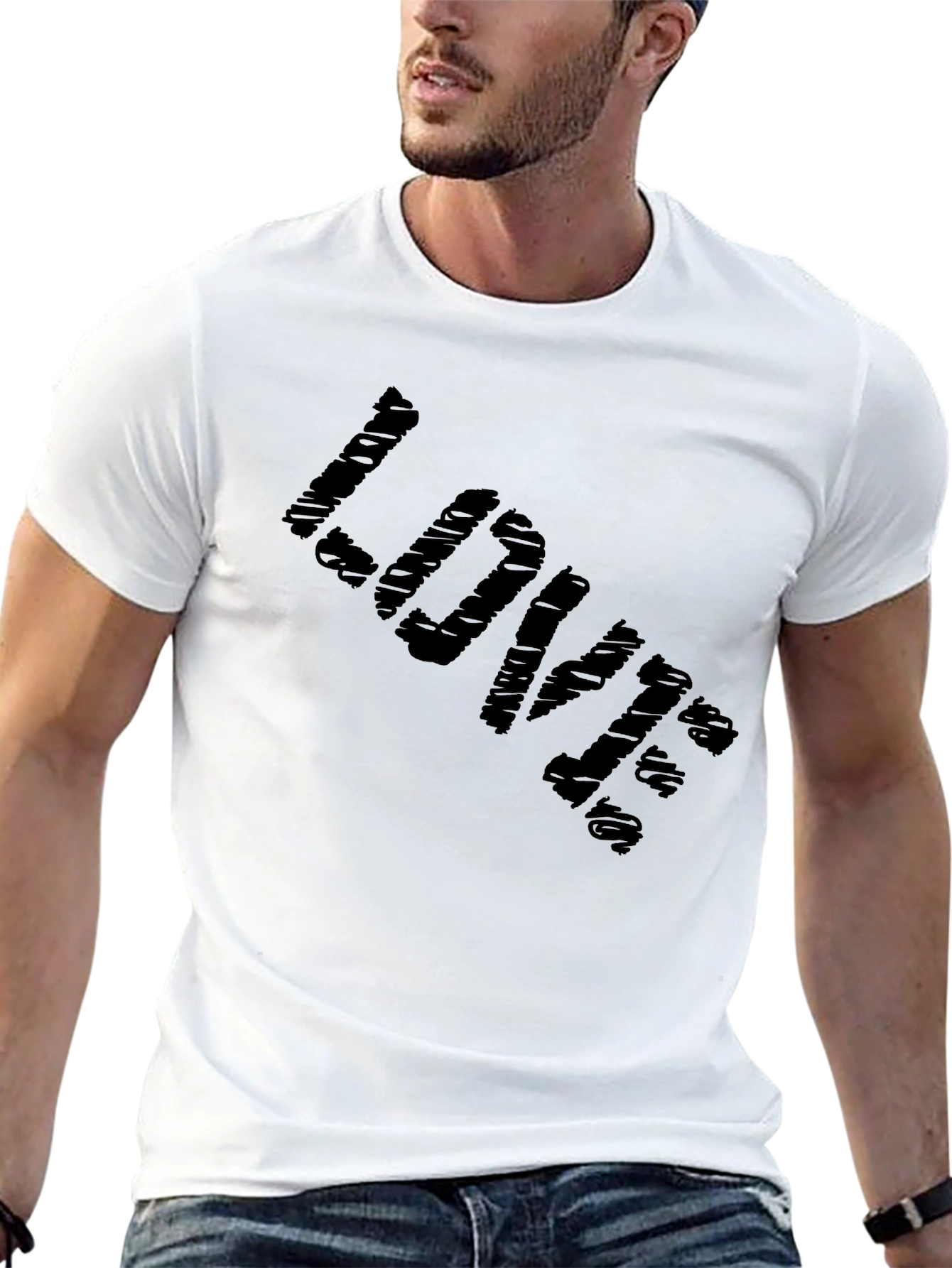 Love Distressed Black Graphic T-Shirt