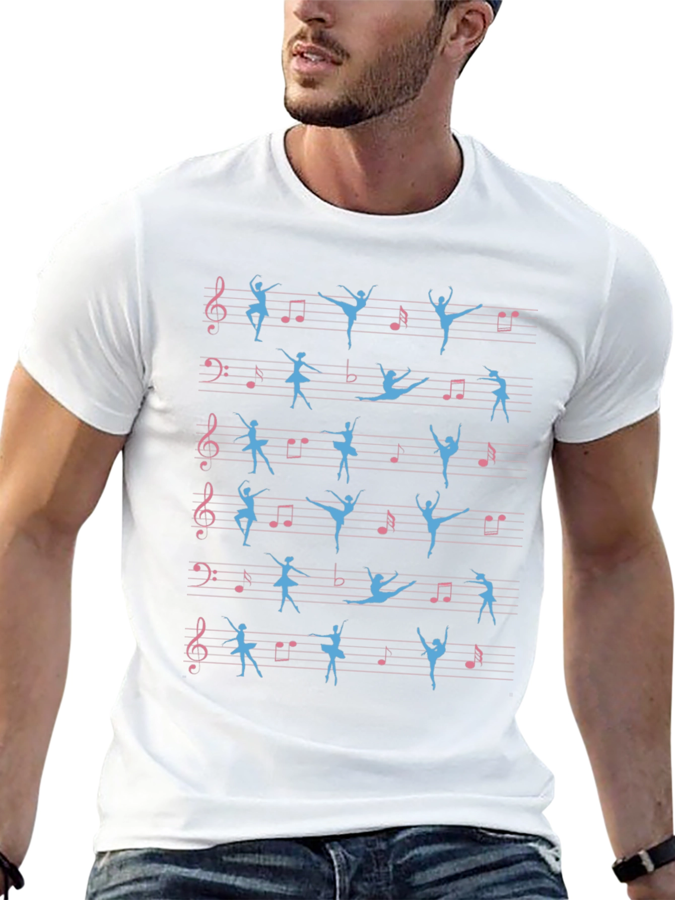 Ballet & Music Tee - Dancer Sheet Music Shirt