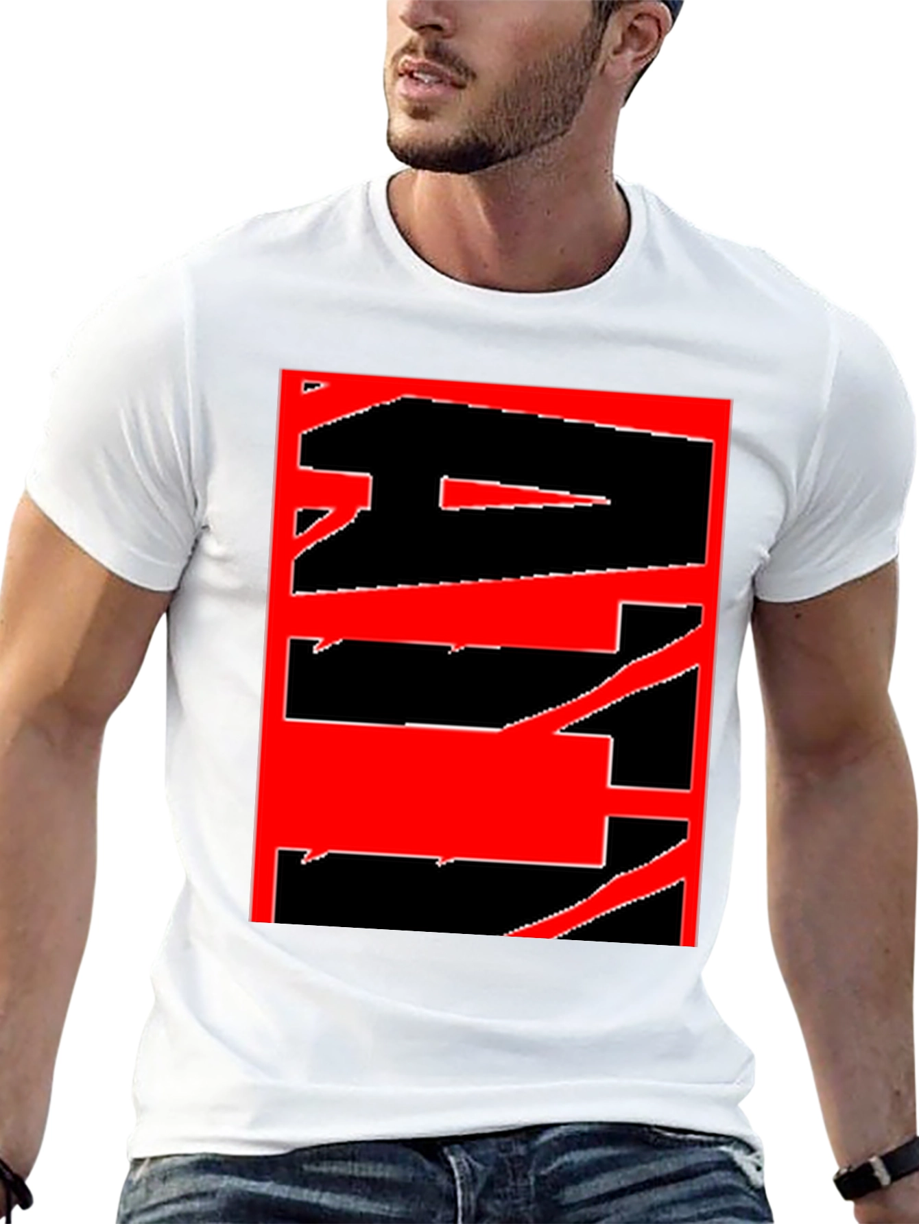Abstract Graphic Tee - Bold Red & Black Design