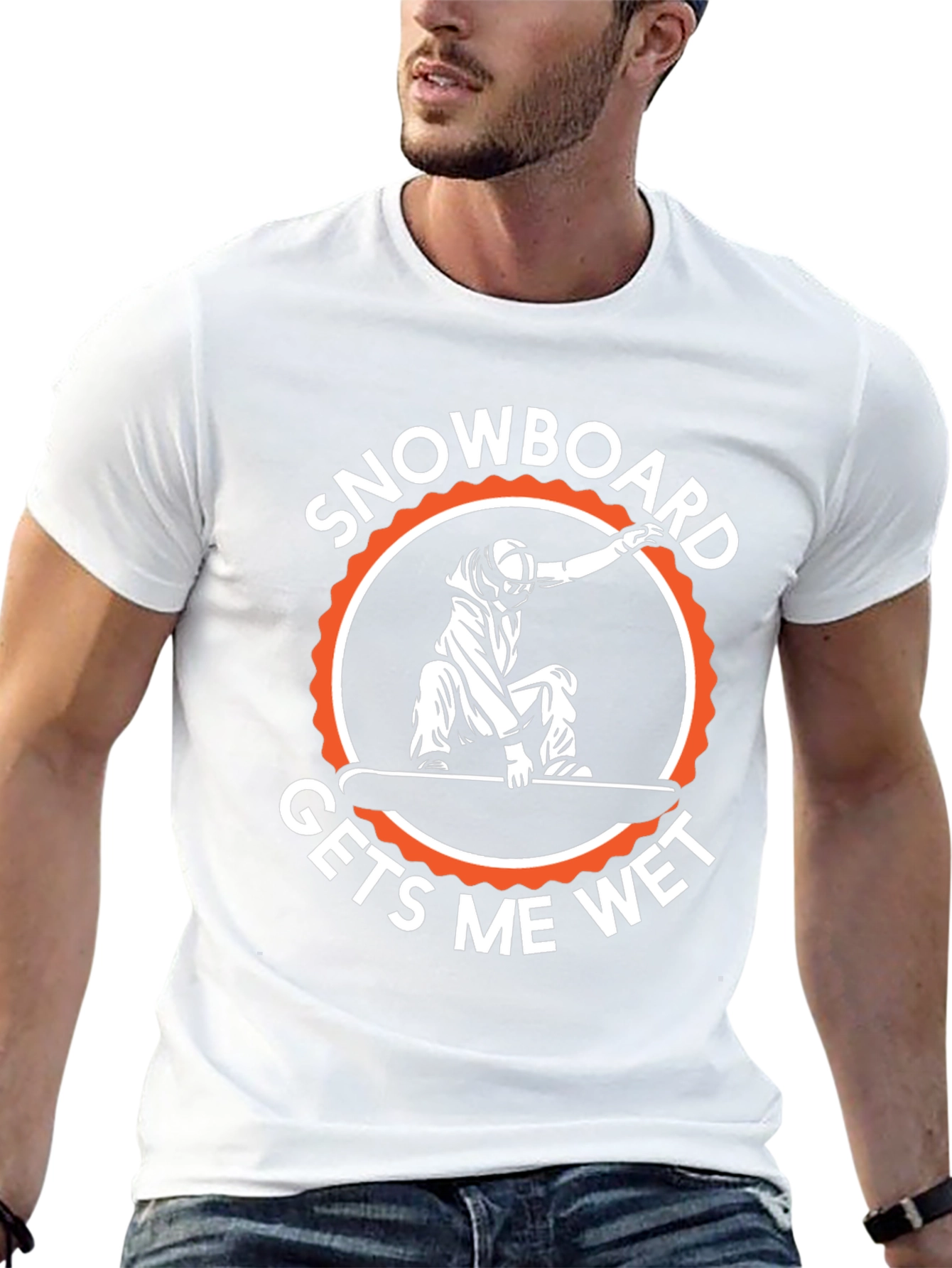 Snowboard Gets Me Wet Black Graphic Tee