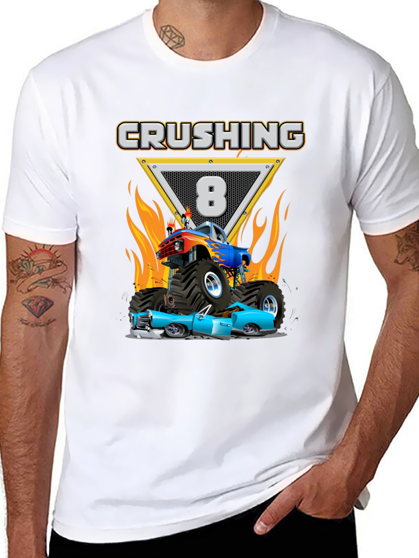 Crushing Eight Birthday Monster Truck T-Shirt