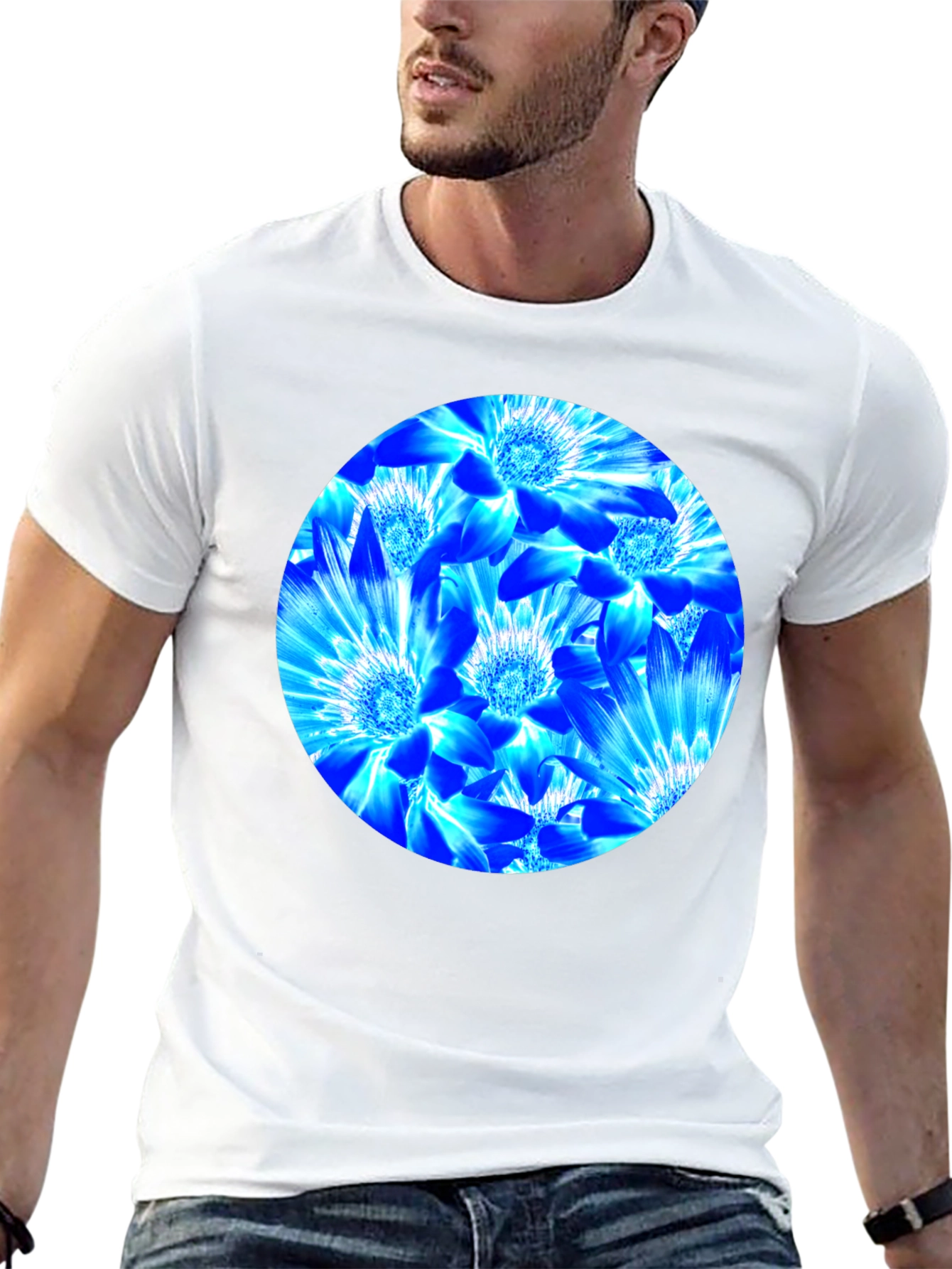Blue Floral Graphic T-Shirt