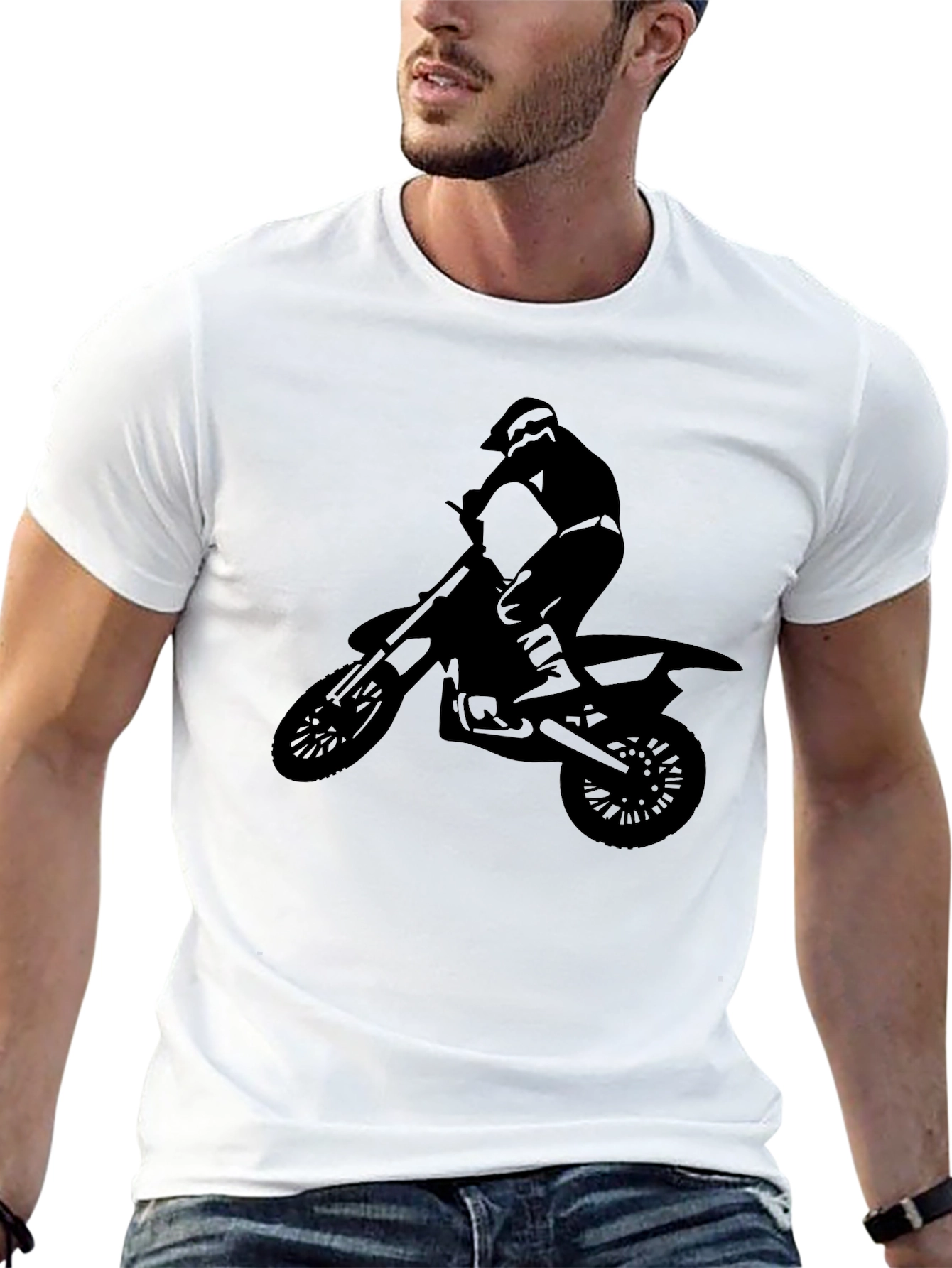 Motocross Rider Graphic Tee - Black Cotton Shirt