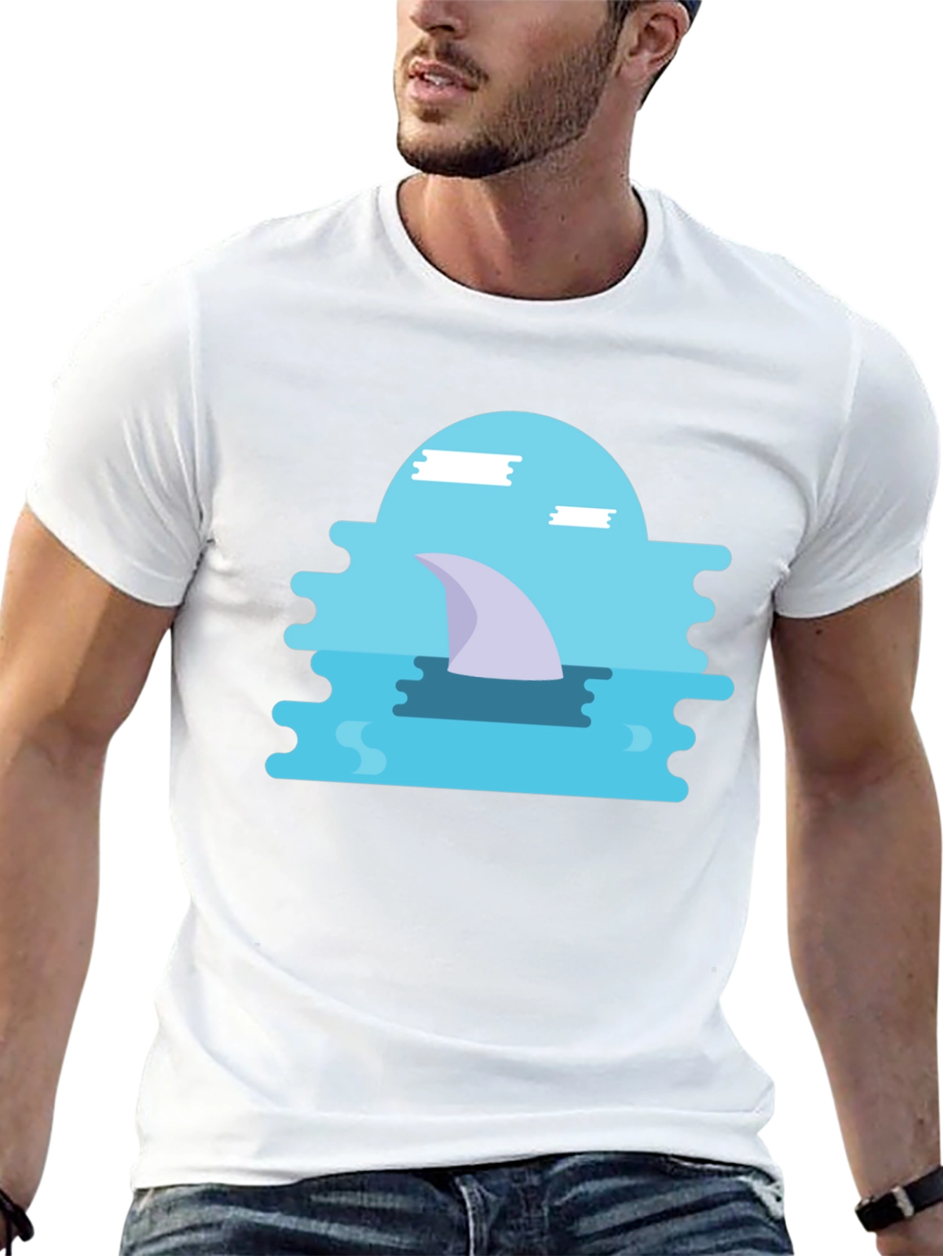 Shark Fin Graphic Black T-Shirt - Modern Style