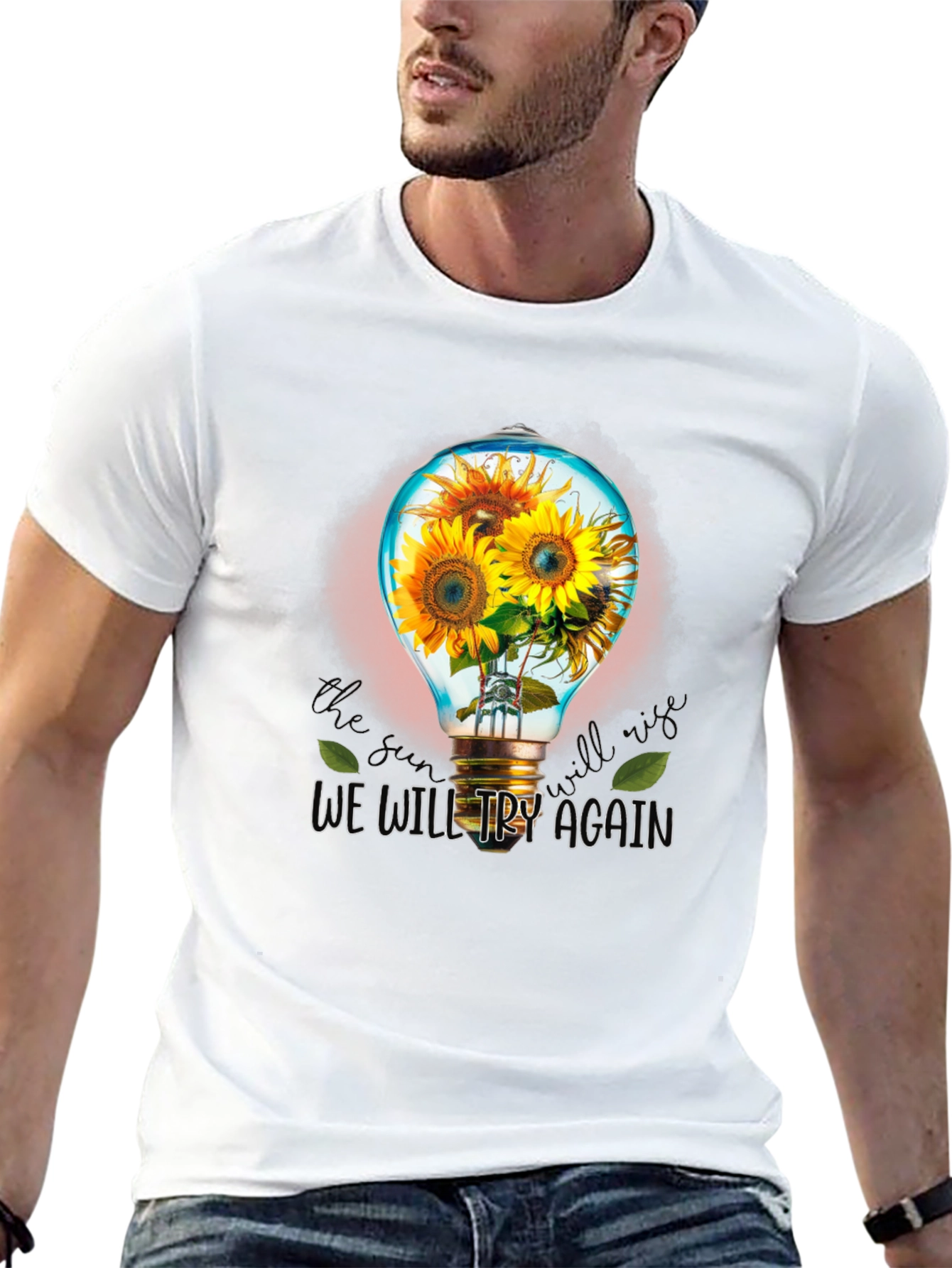 Sunflower Lightbulb Graphic T-Shirt - Try Again Design