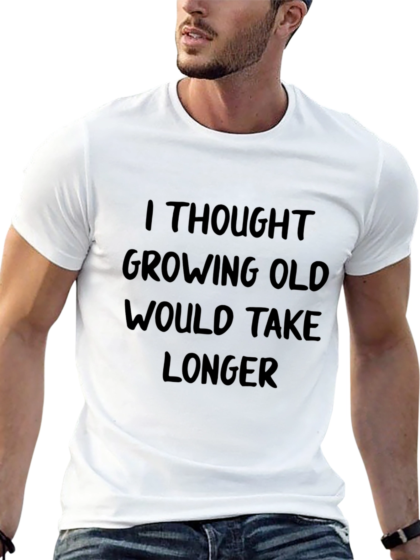 Funny Growing Old Black Graphic T-Shirt