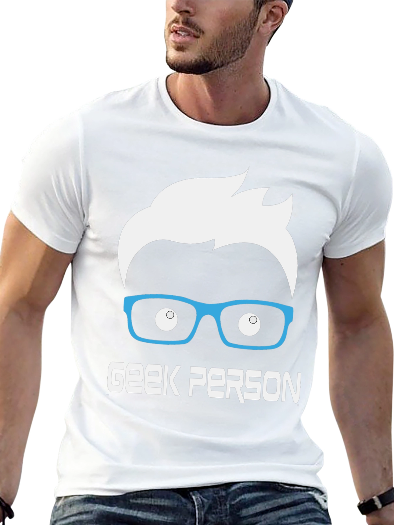 Geek Person Graphic Tee - Black Cotton T-Shirt
