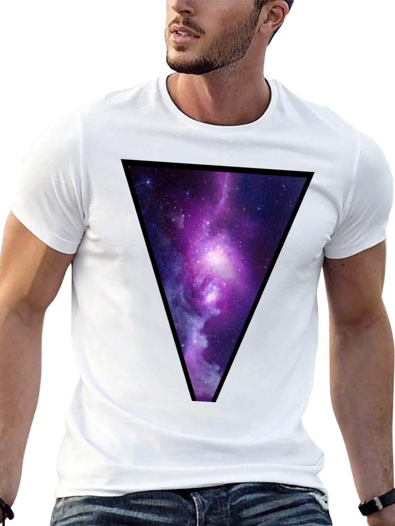 Galaxy Triangle Graphic T-Shirt - Trendy Casual Wear