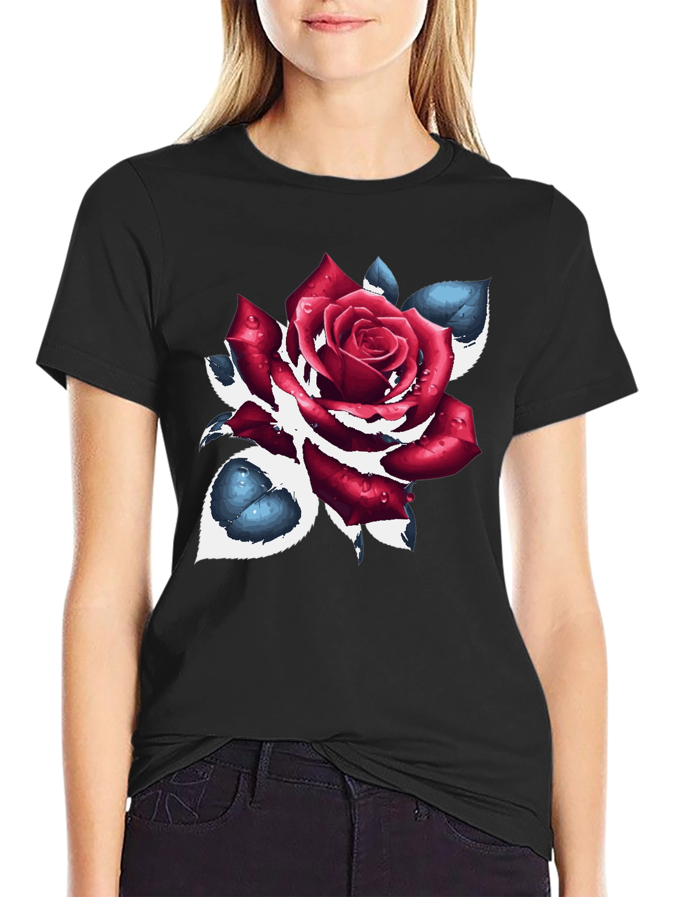 Rose Graphic Black T-Shirt