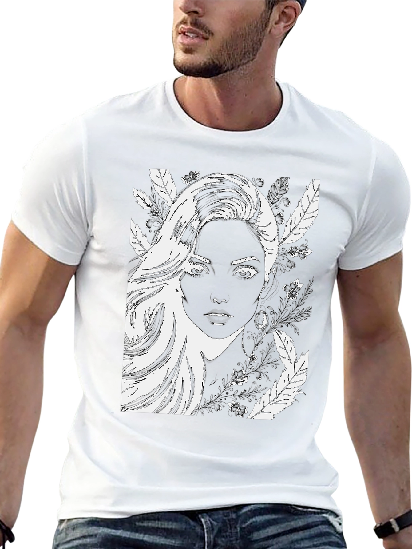 Woman Portrait Graphic Black T-Shirt