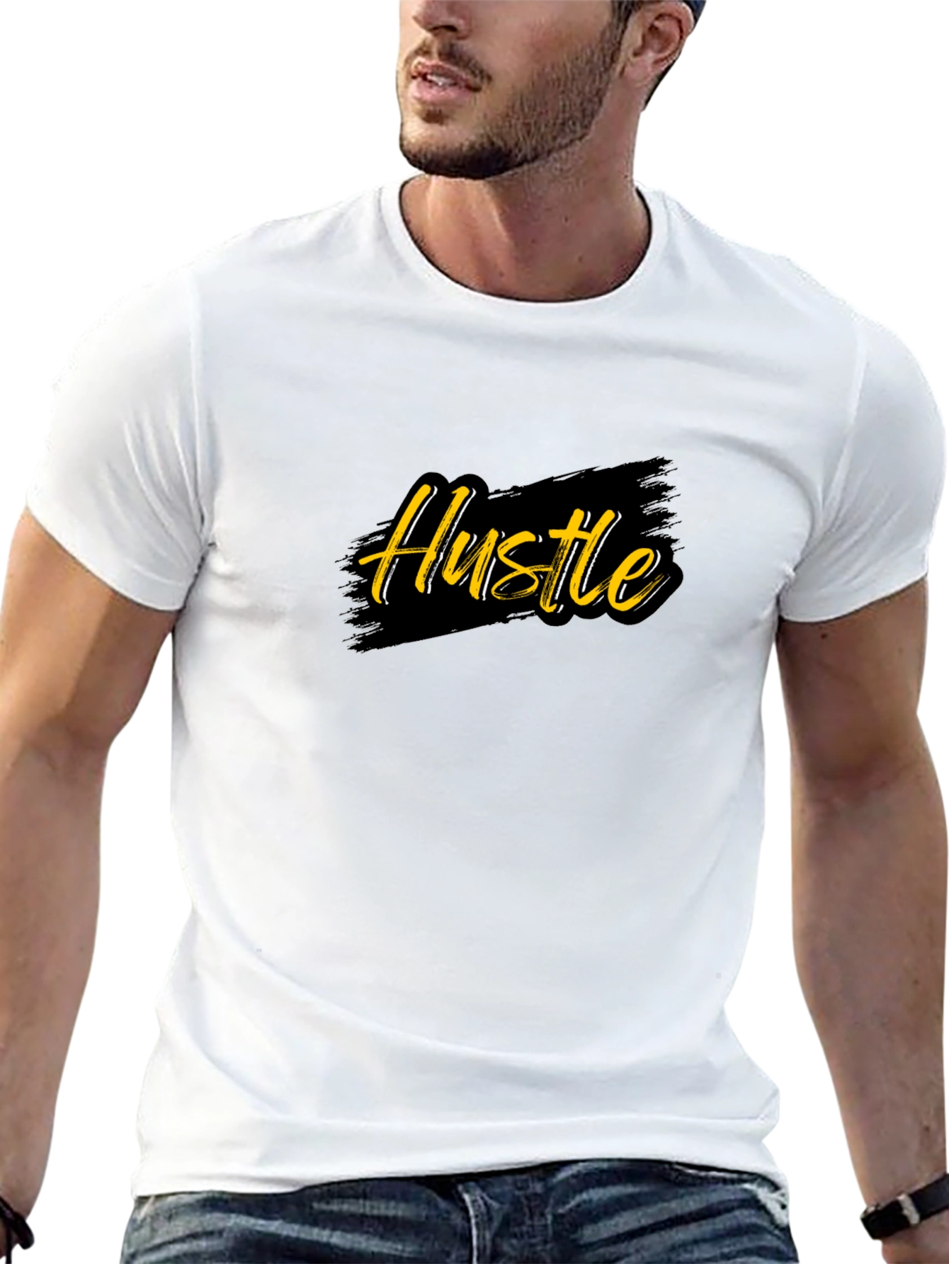 Mens Black Hustle Graphic T-Shirt