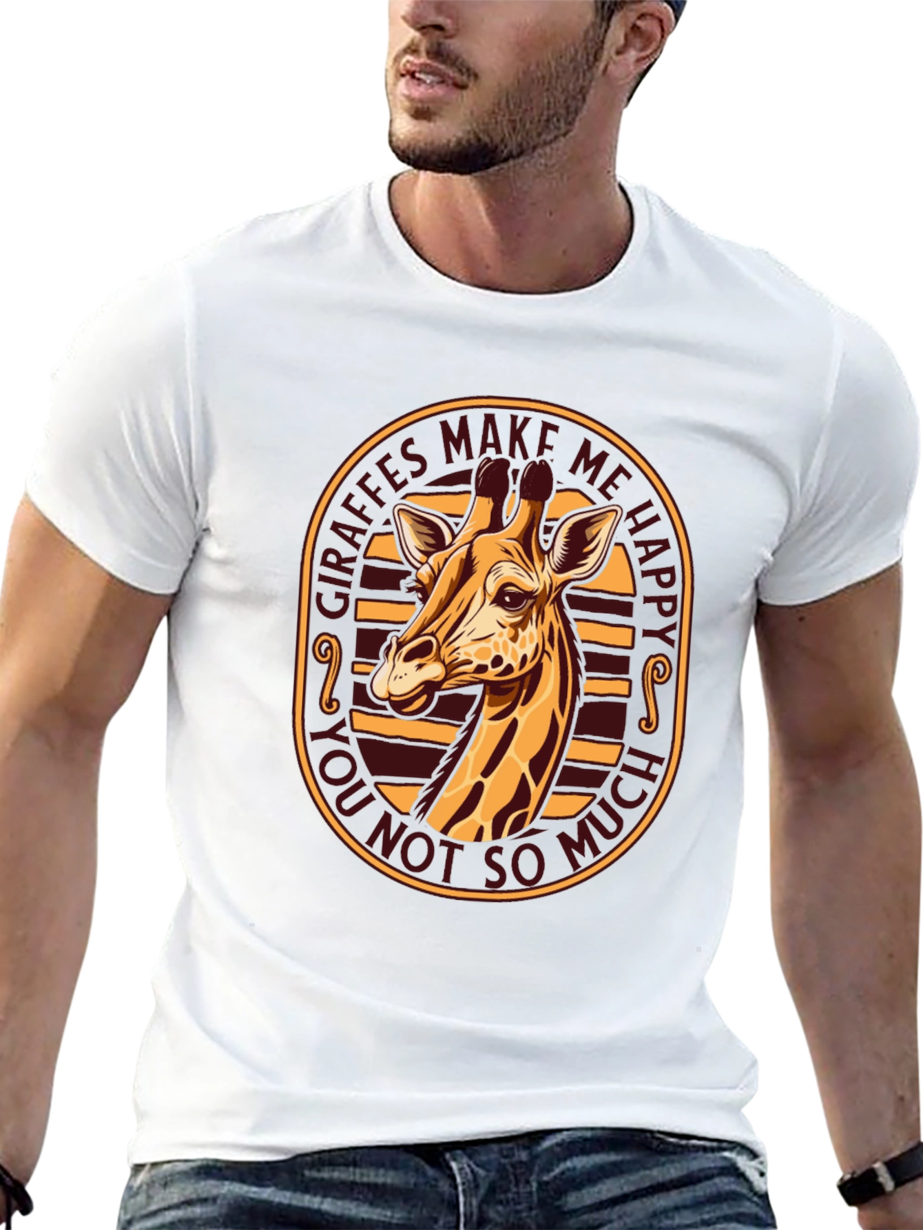 Giraffe Make Me Happy Graphic Tee - Black